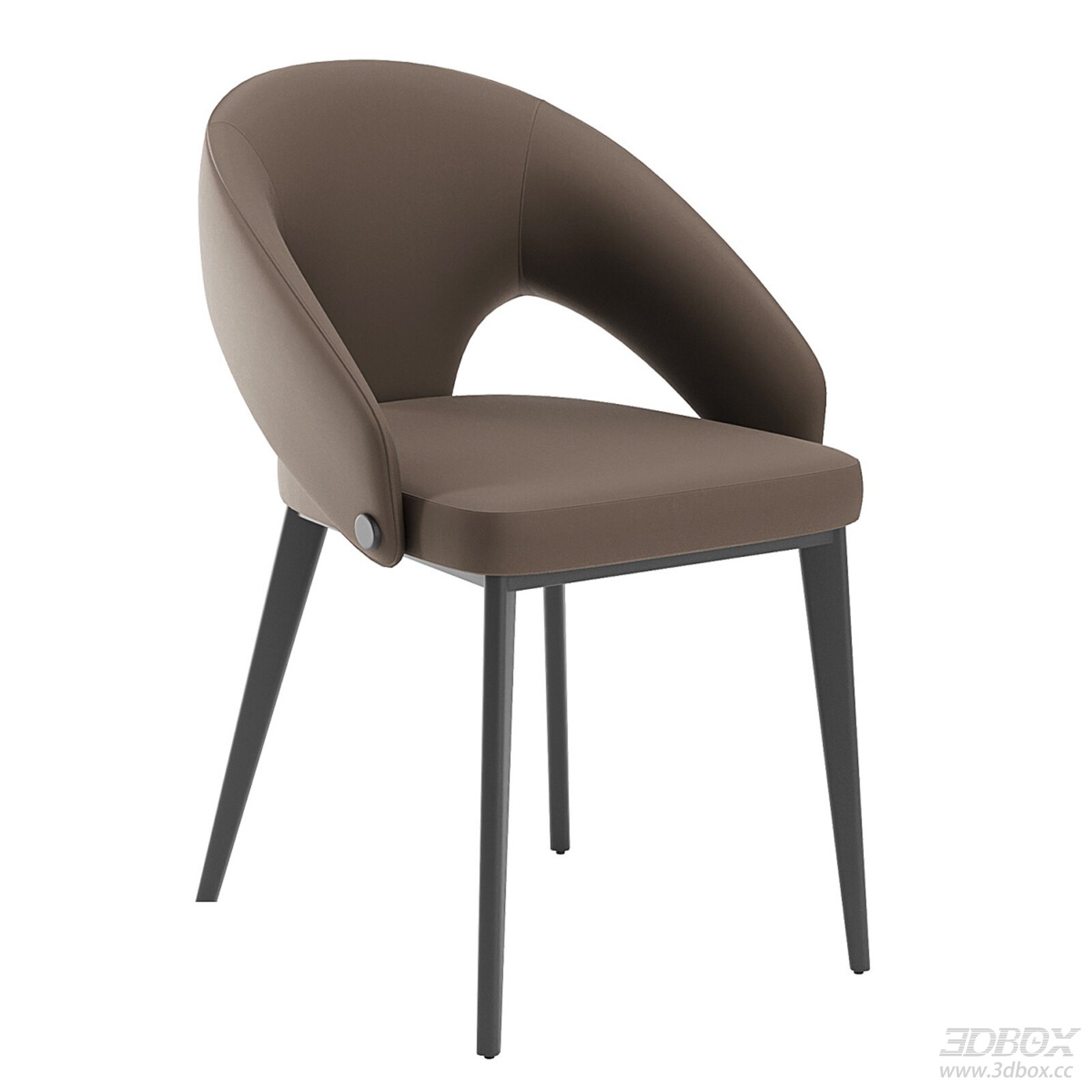Modern Minimalist Upholstered Dining Chair with Metal Legs 3D model - front view