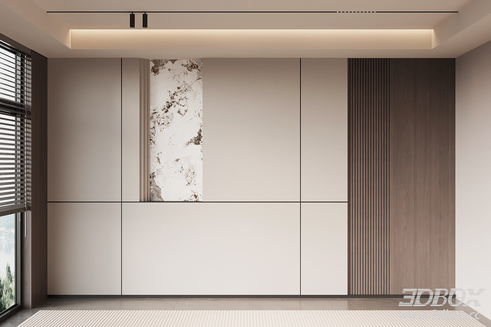 Modern Italian Style Accent Wall Panel 3D model - thumbnail 1