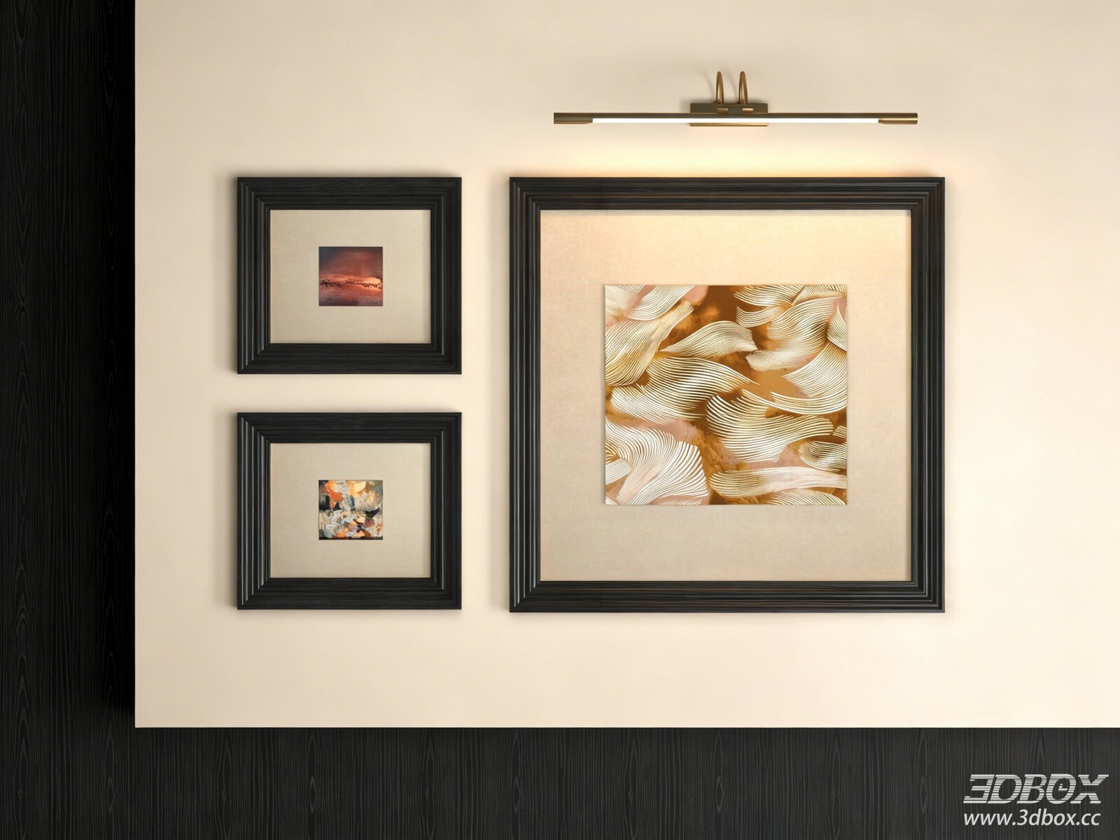 Modern Luxury Decorative Wall Art Frame Set 3D model - front view