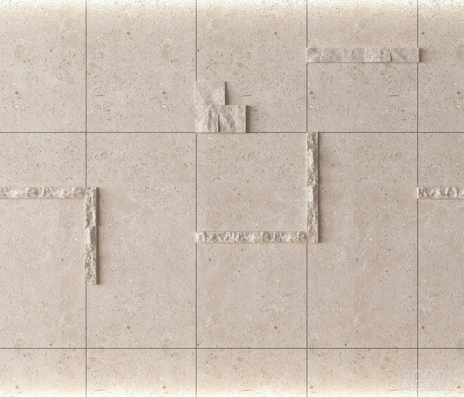 Modern Natural Stone Accent Wall Panel 3D model - front view