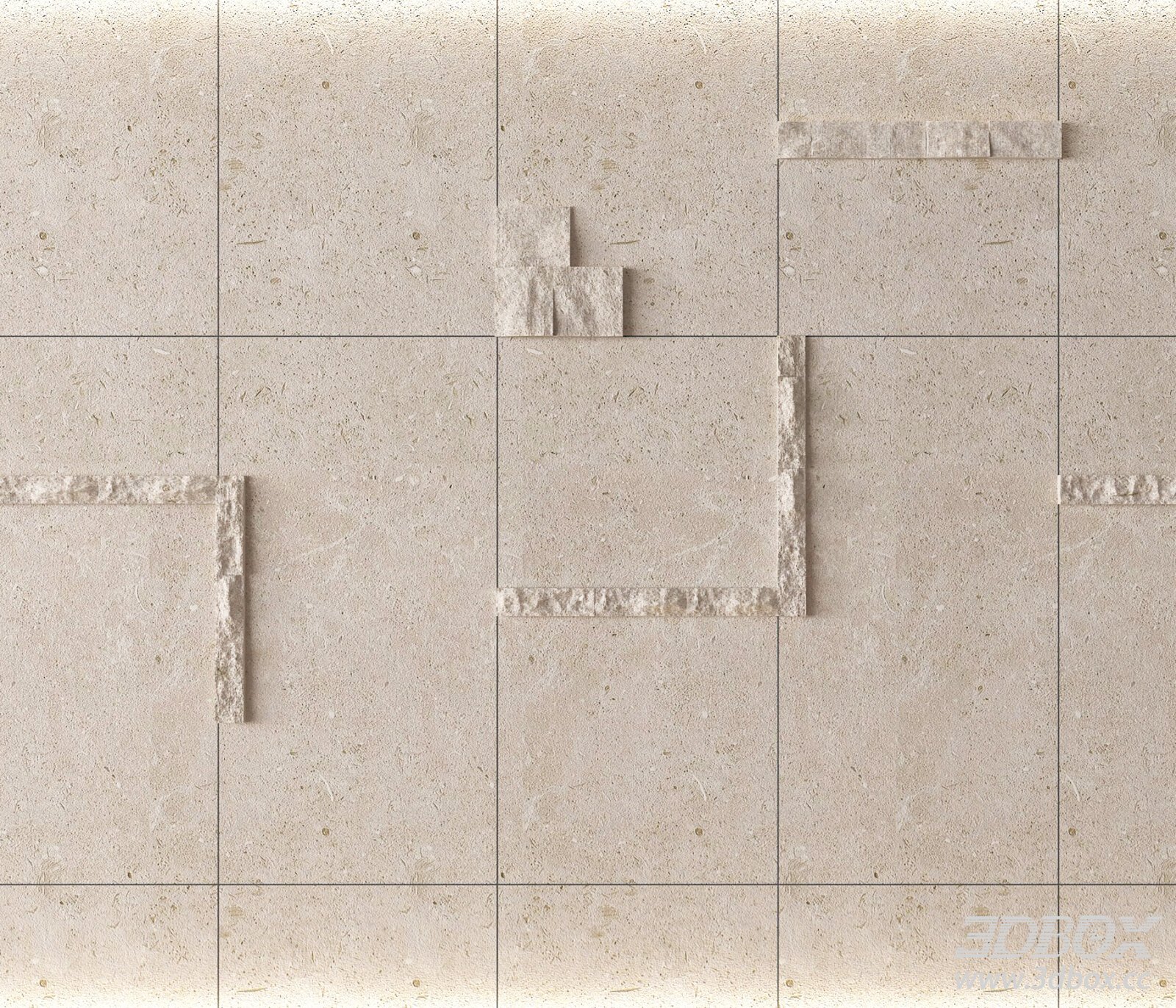 Modern Natural Stone Accent Wall Panel 3D model - thumbnail 1