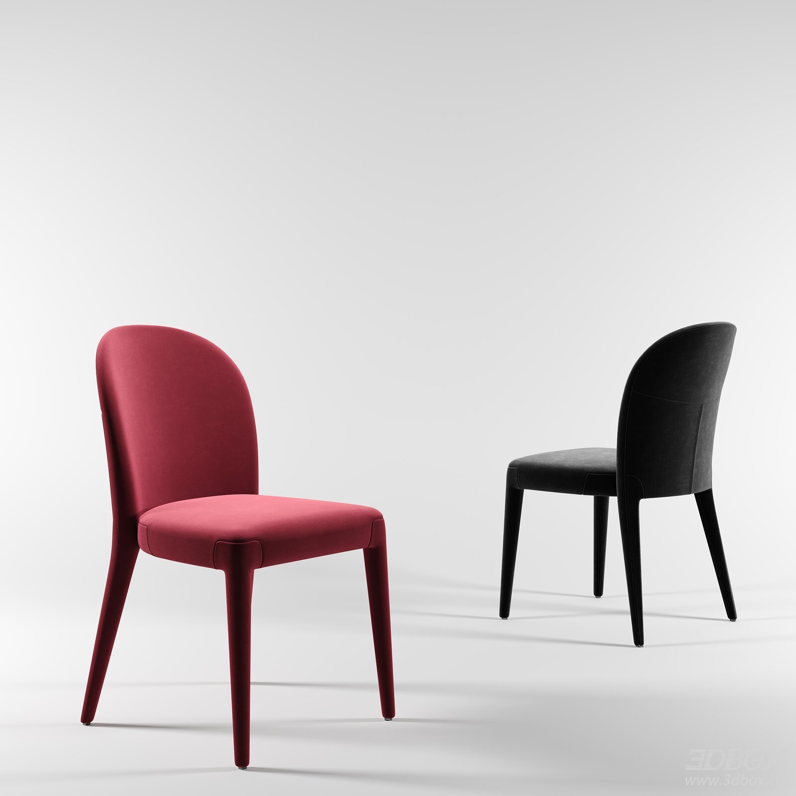Modern Upholstered Velvet Dining Chair 3D model - front view