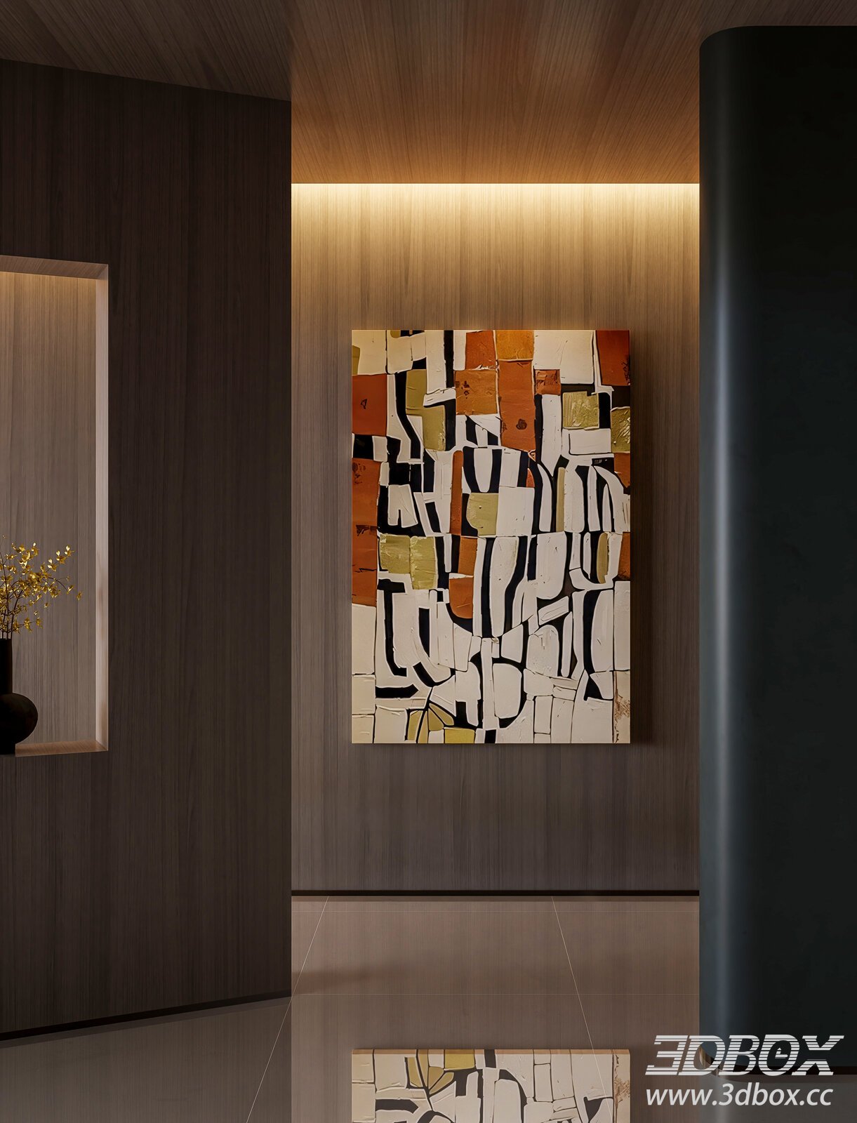 Vintage Abstract Geometric Wall Art Painting 3D model - thumbnail 1