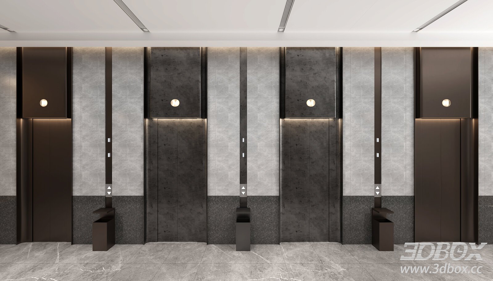 Modern Luxury Elevator Lobby Hallway 3D model - thumbnail 1