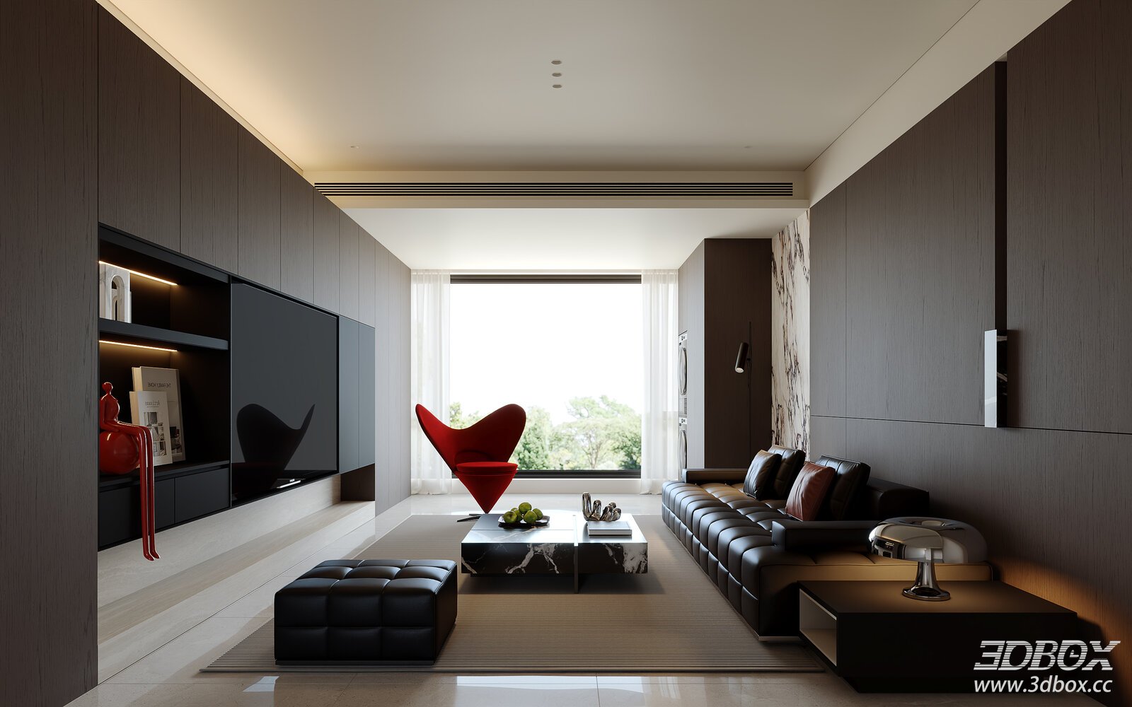 Modern Italian Style Luxury Living Room Interior 3D model - front view