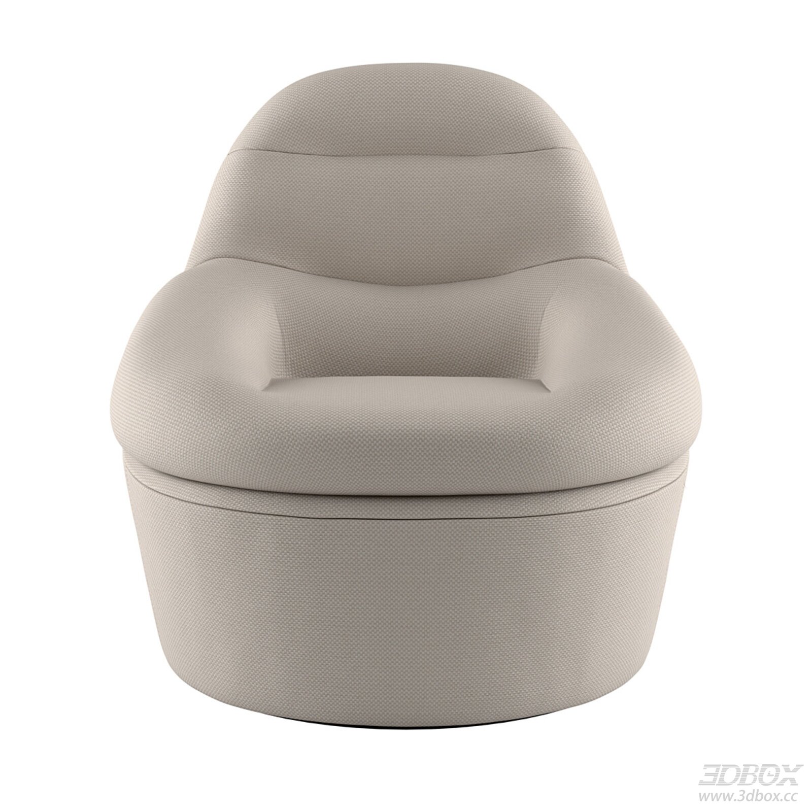 Modern Beige Fabric Upholstered Single Sofa Armchair 3D model - front view