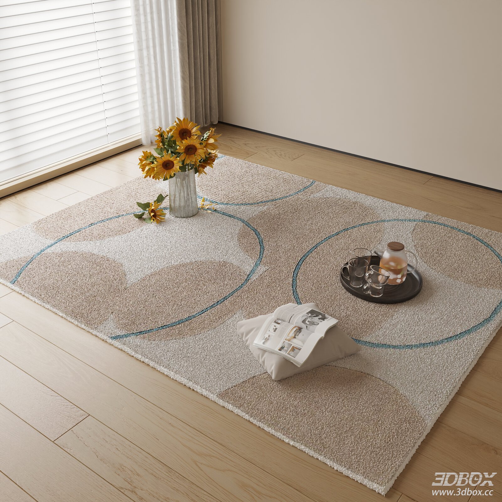 Modern Abstract Geometric Plush Carpet 3D model - front view