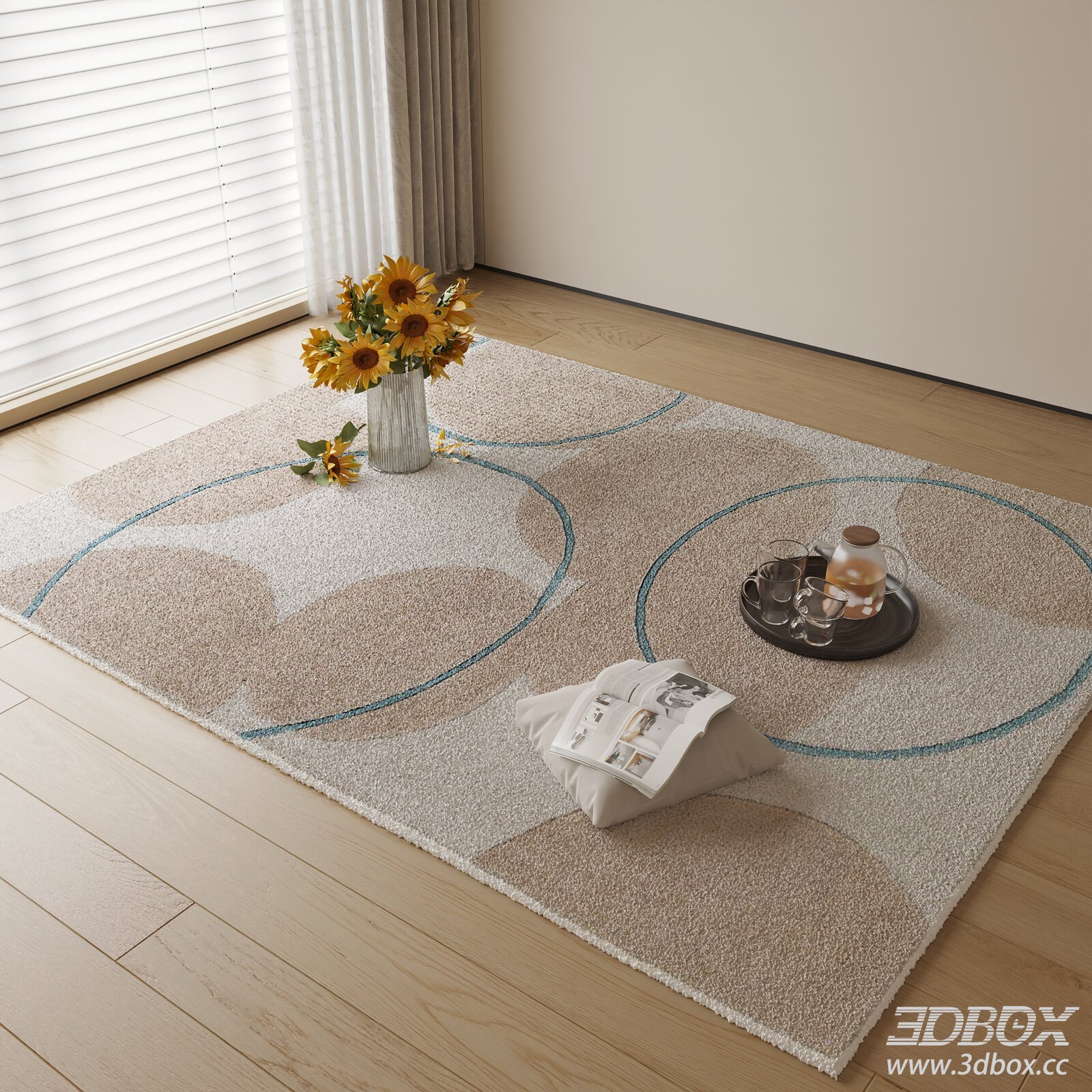 Modern Abstract Geometric Plush Carpet 3D model - thumbnail 1
