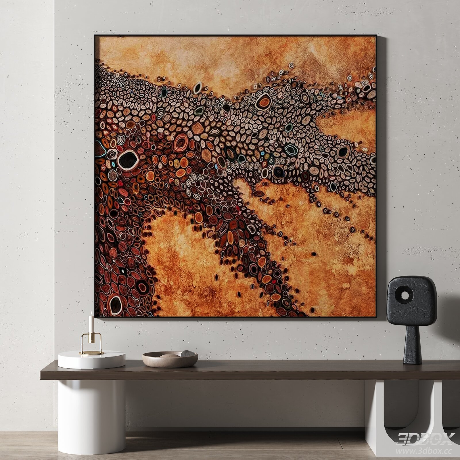 Wabi Sabi Abstract Framed Wall Art Decor 3D model - front view