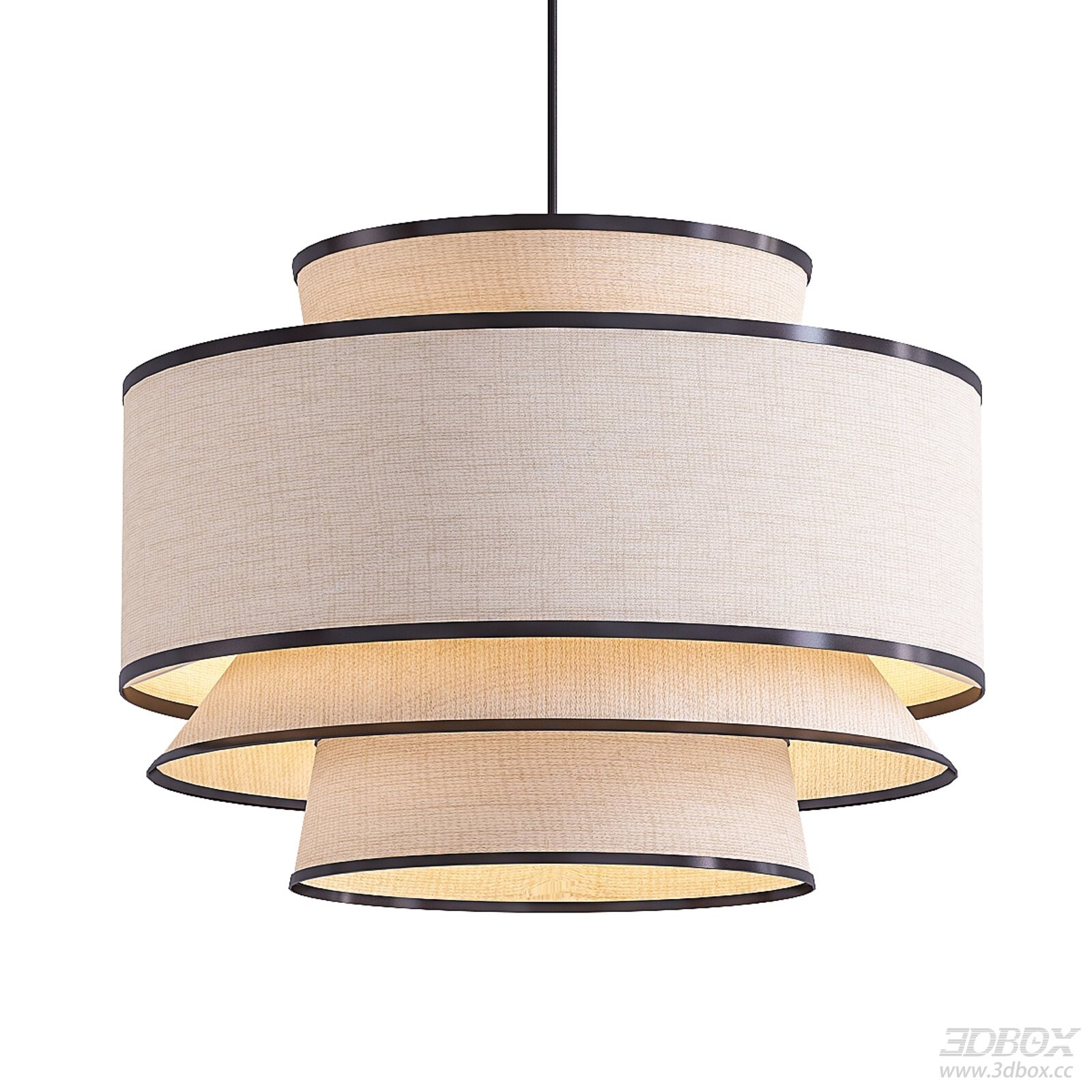 Layered Fabric Shade Ceiling Pendant Lamp 3D model - front view