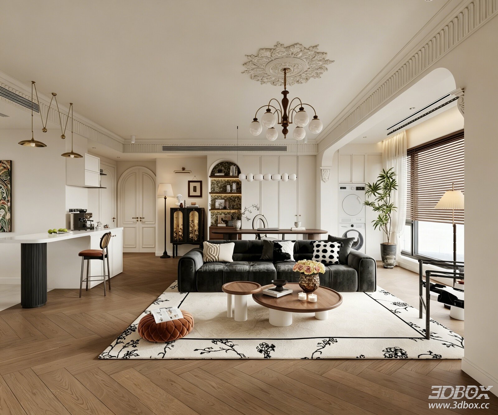 Modern Interior Scene 3D model - front view
