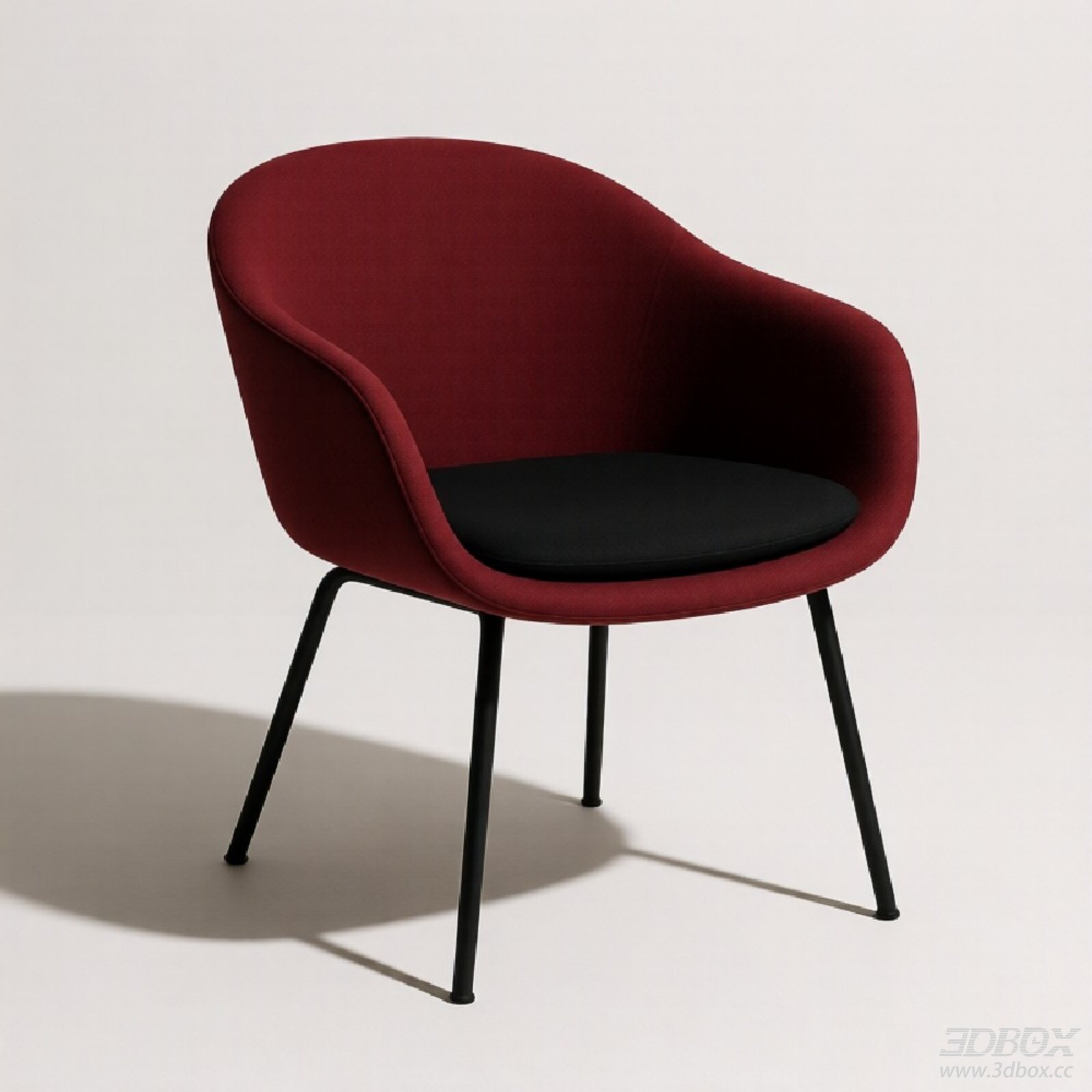 Modern Fabric Upholstered Armchair with Metal Legs 3D model - front view