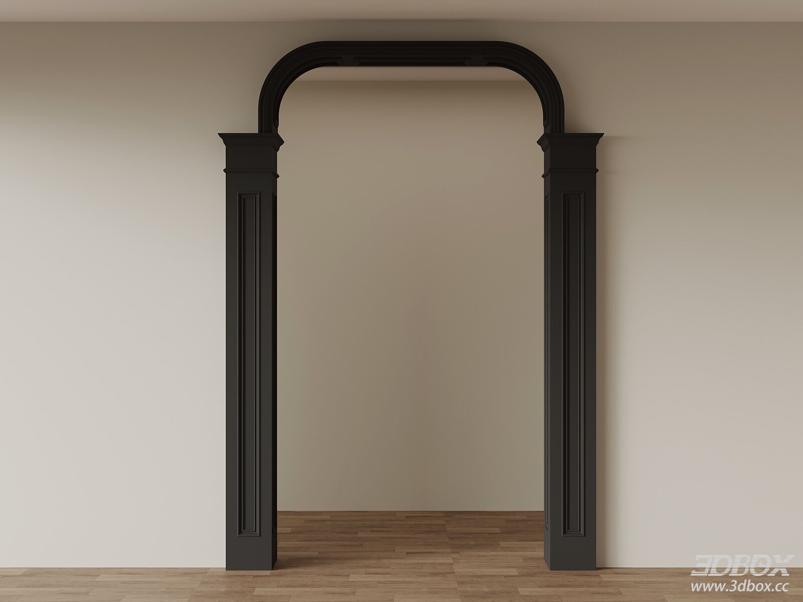 French Style Arched Doorway Frame Architectural Trim 3D model - front view
