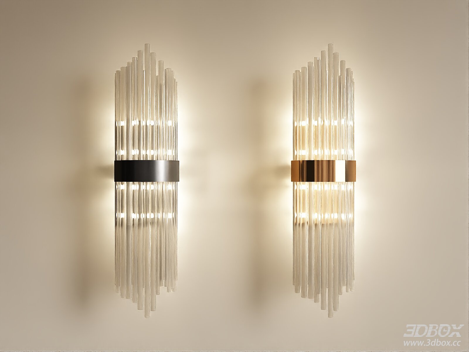Modern Luxury Crystal Glass Wall Lamp 3D model - front view