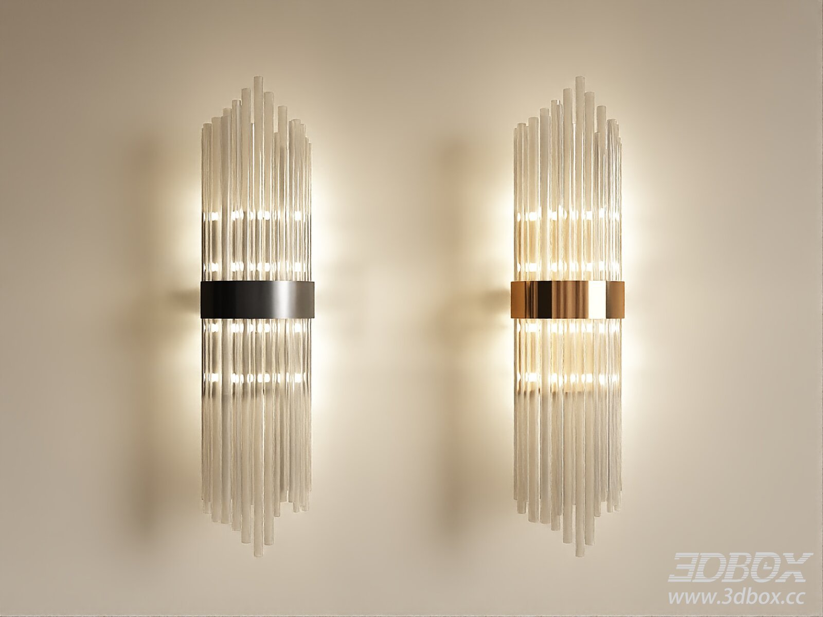 Modern Luxury Crystal Glass Wall Lamp 3D model - thumbnail 1