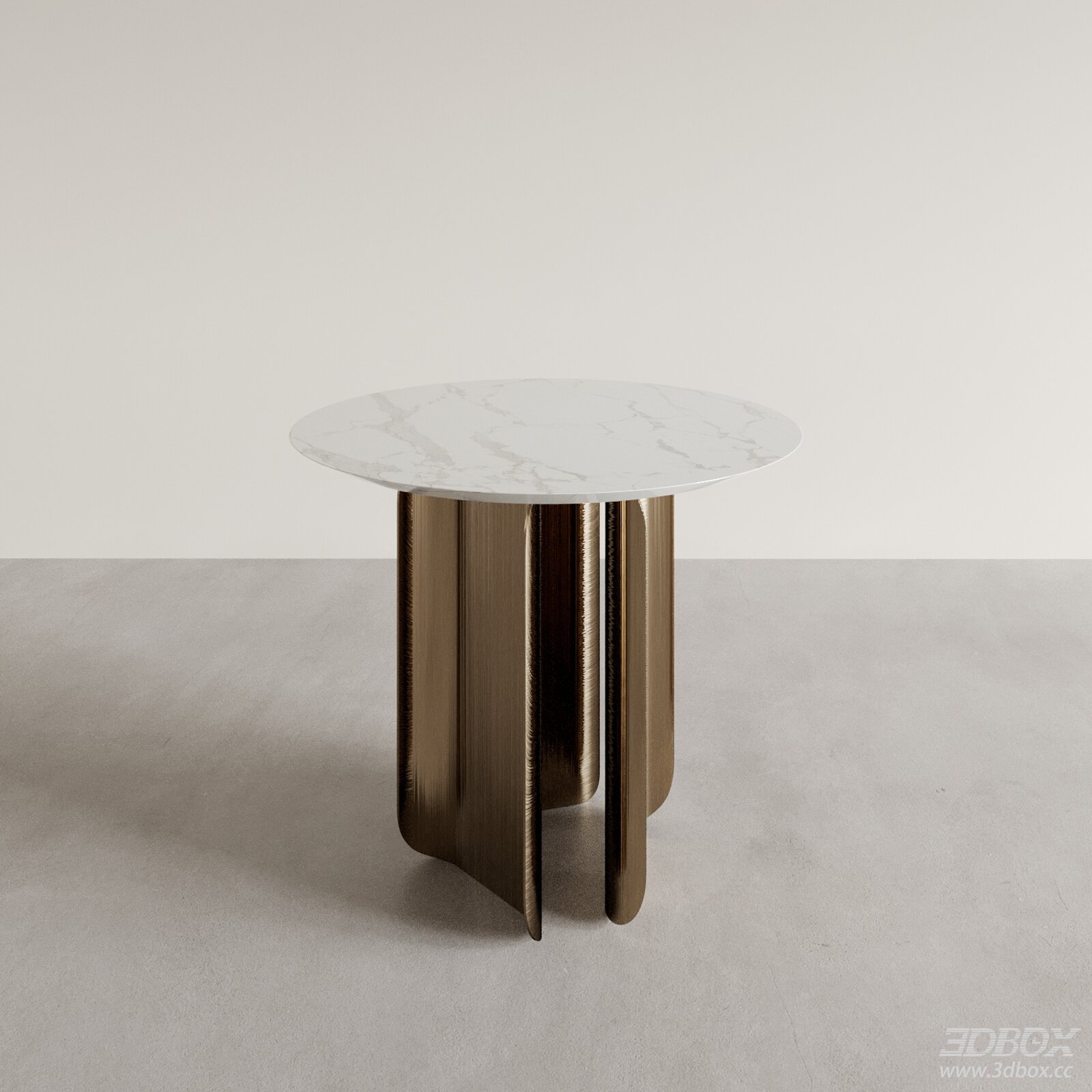 Modern Luxury Round Marble Top Brass Base Side Table 3D model - front view