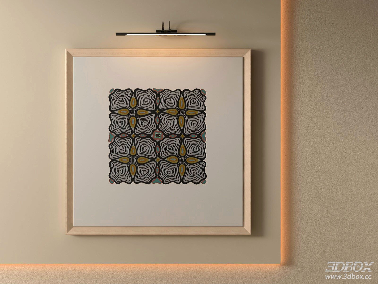 Modern Abstract Geometric Pattern Wall Art Frame 3D model - front view