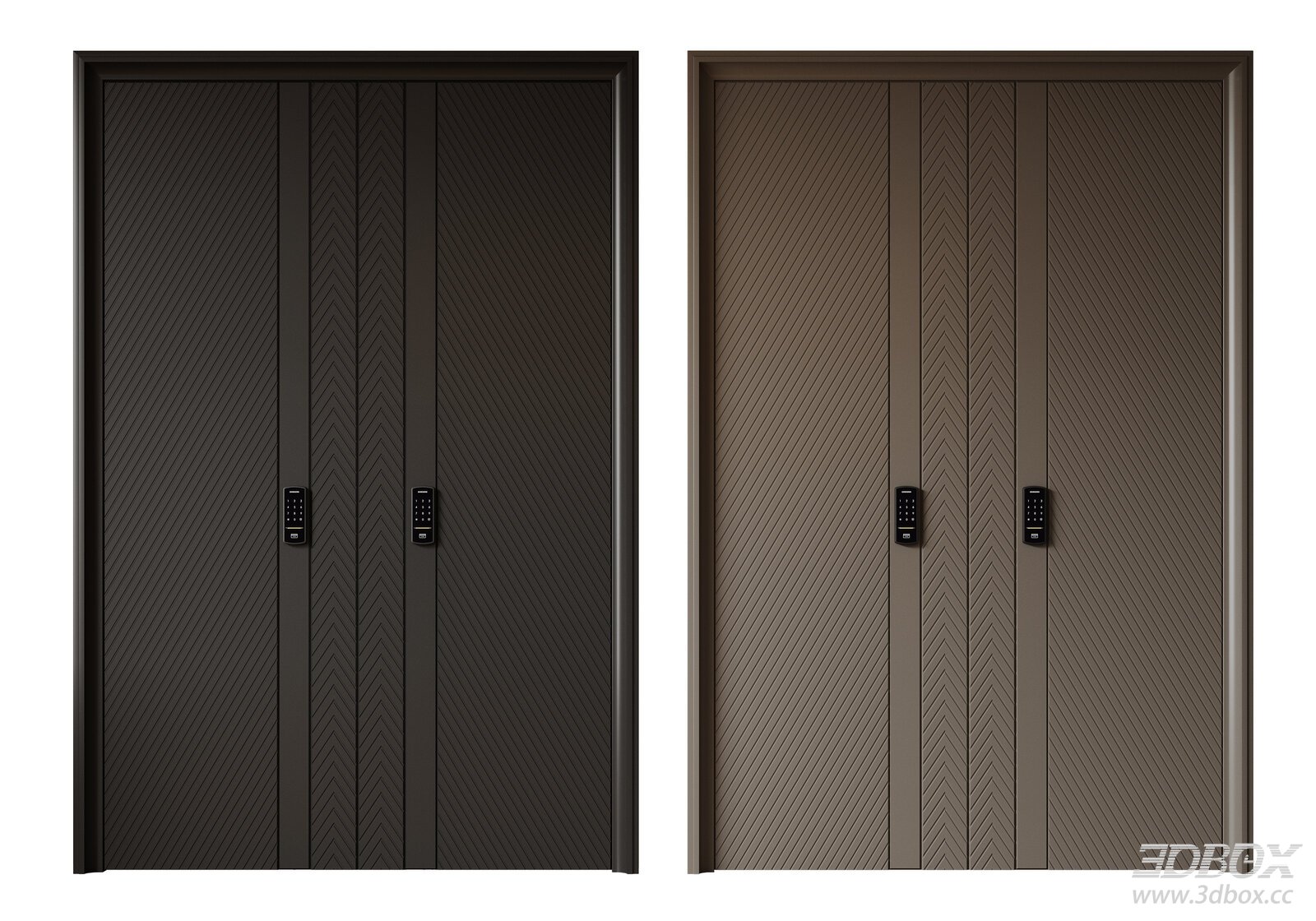 Modern Minimalist Double Security Entry Door for Villa 3D model - front view