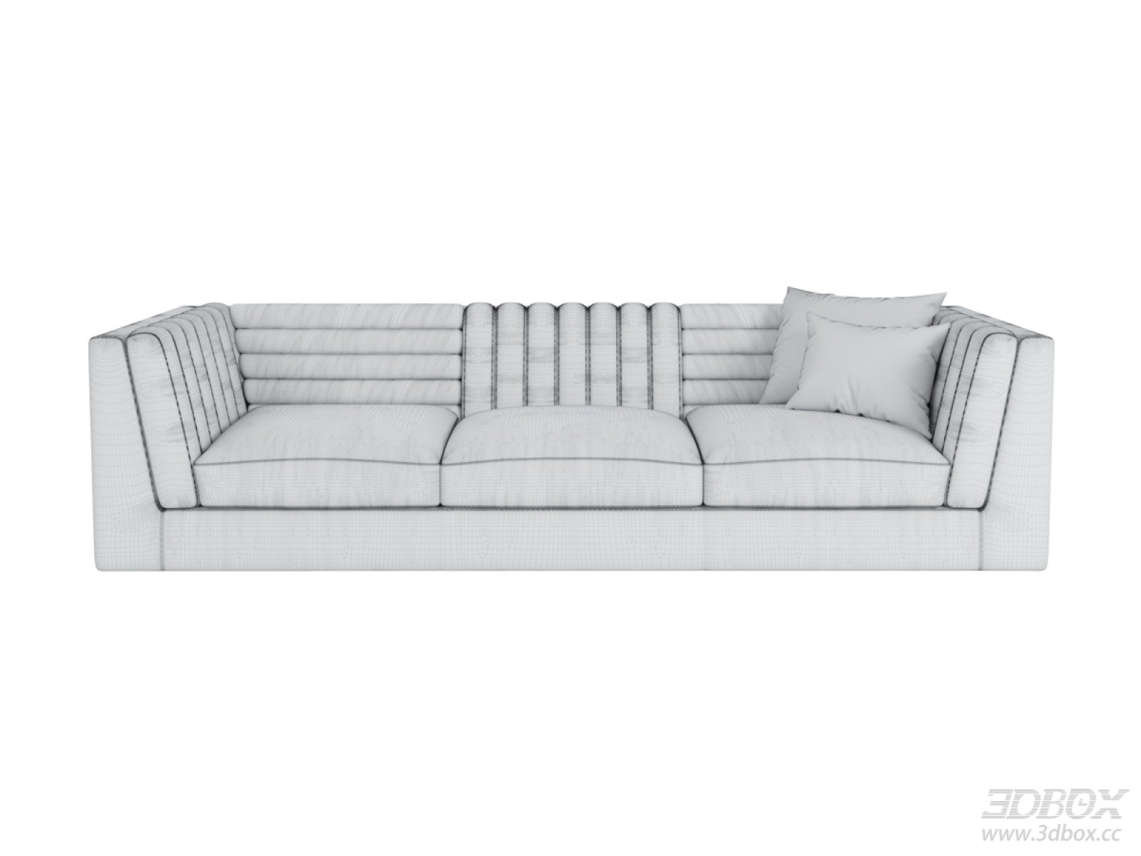 Modern 3-seater Upholstered Fabric Sofa Set 3D model - front view