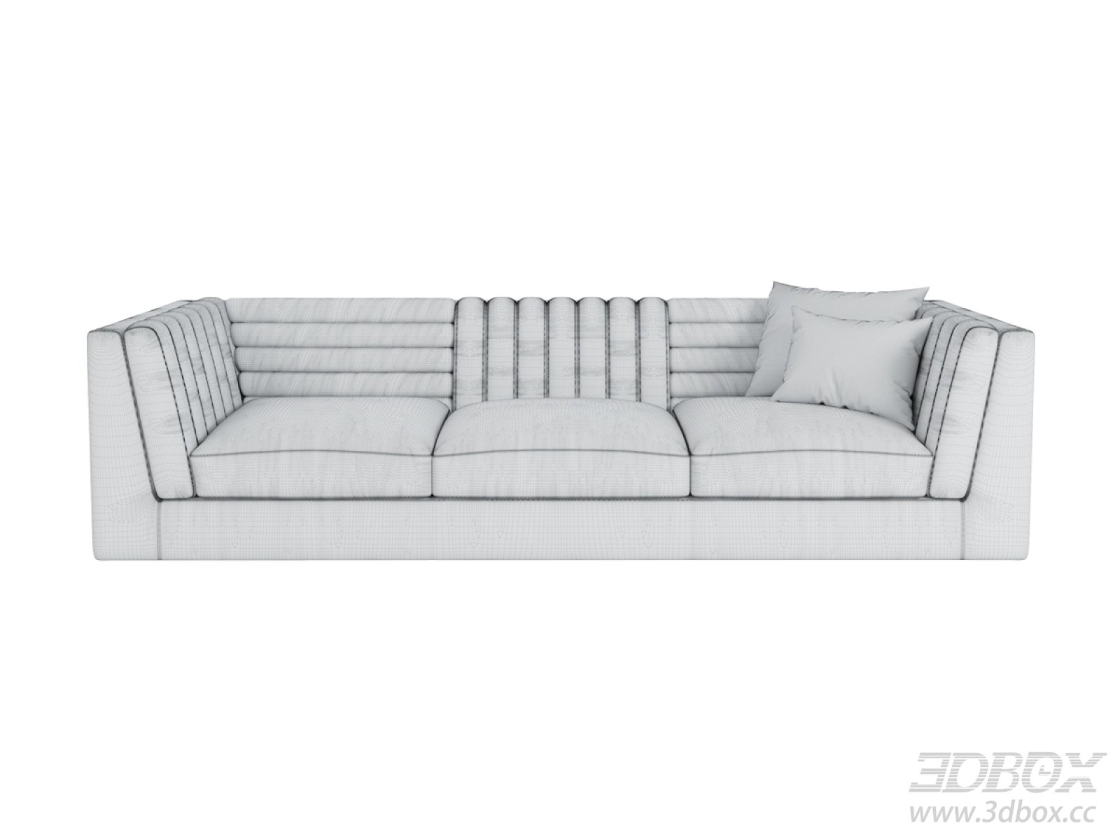Modern 3-seater Upholstered Fabric Sofa Set 3D model - thumbnail 1