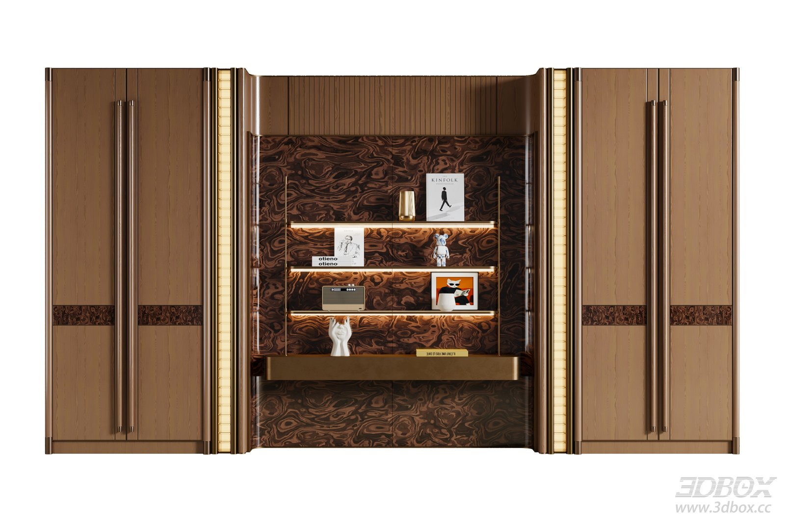 Italian Luxury Style Display Bookshelf Cabinet 3D model - front view