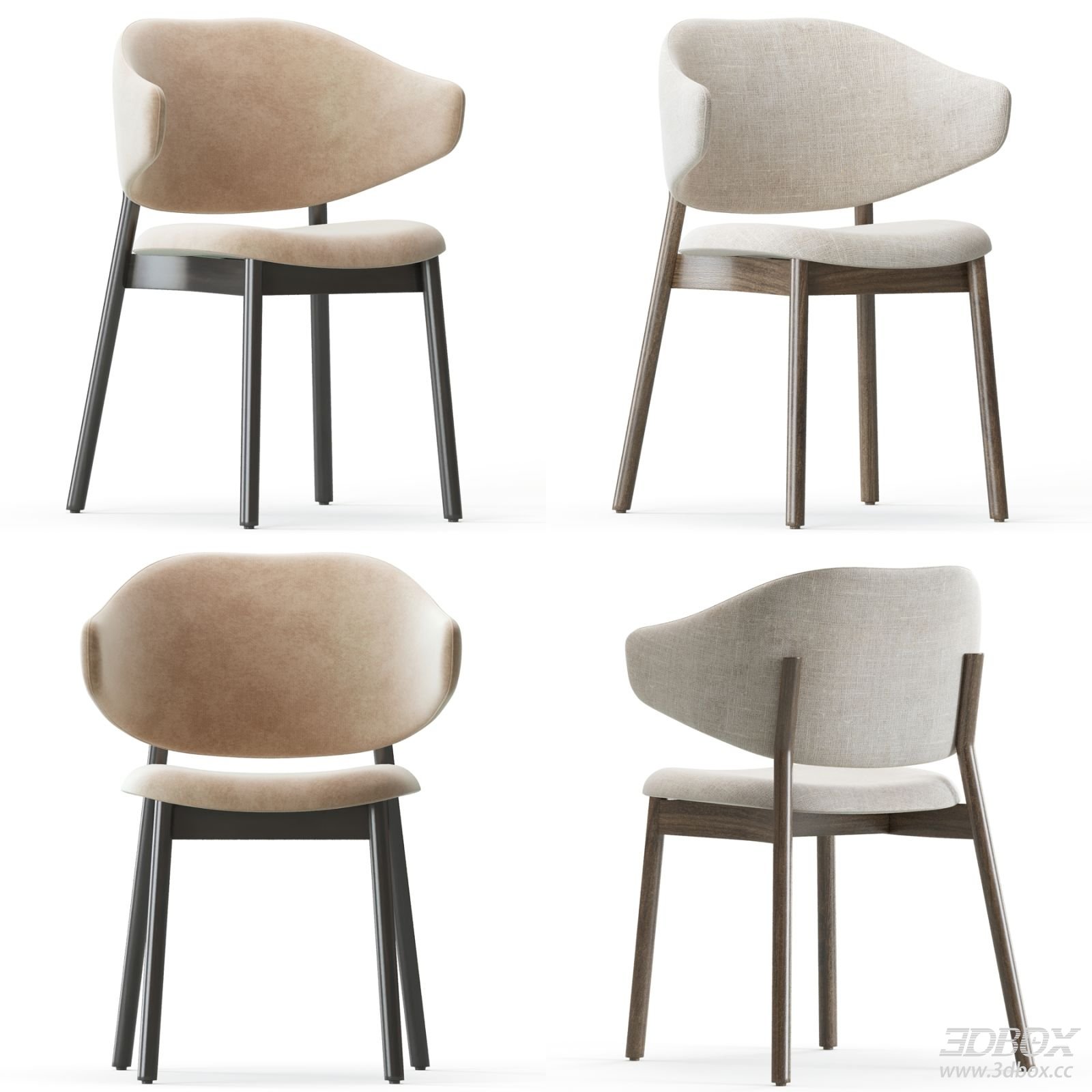 Calligaris Holly Modern Upholstered Dining Chair 3D model - front view