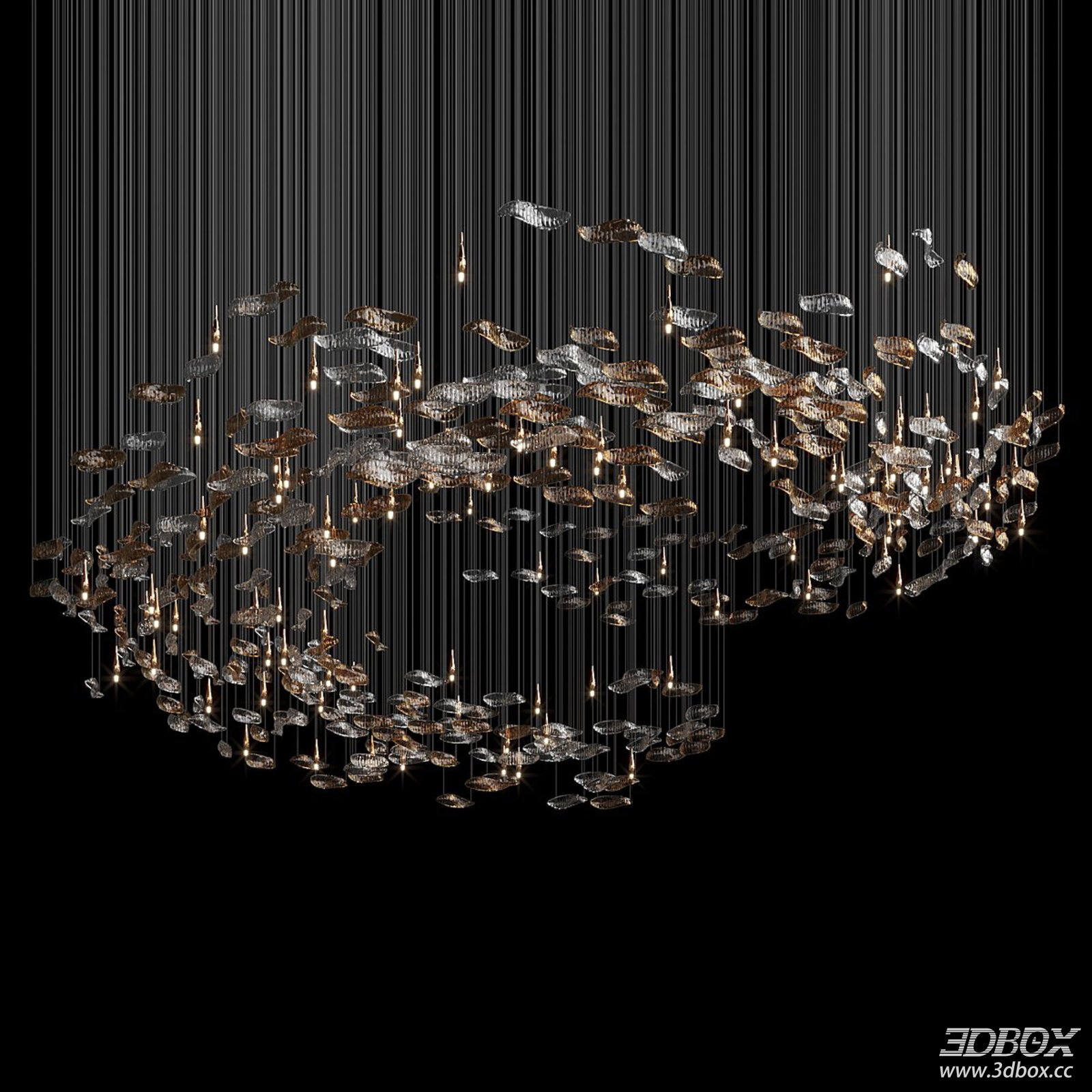 Artistic Glass Hanging Ceiling Chandelier Modern Luxury Lighting 3D model - front view