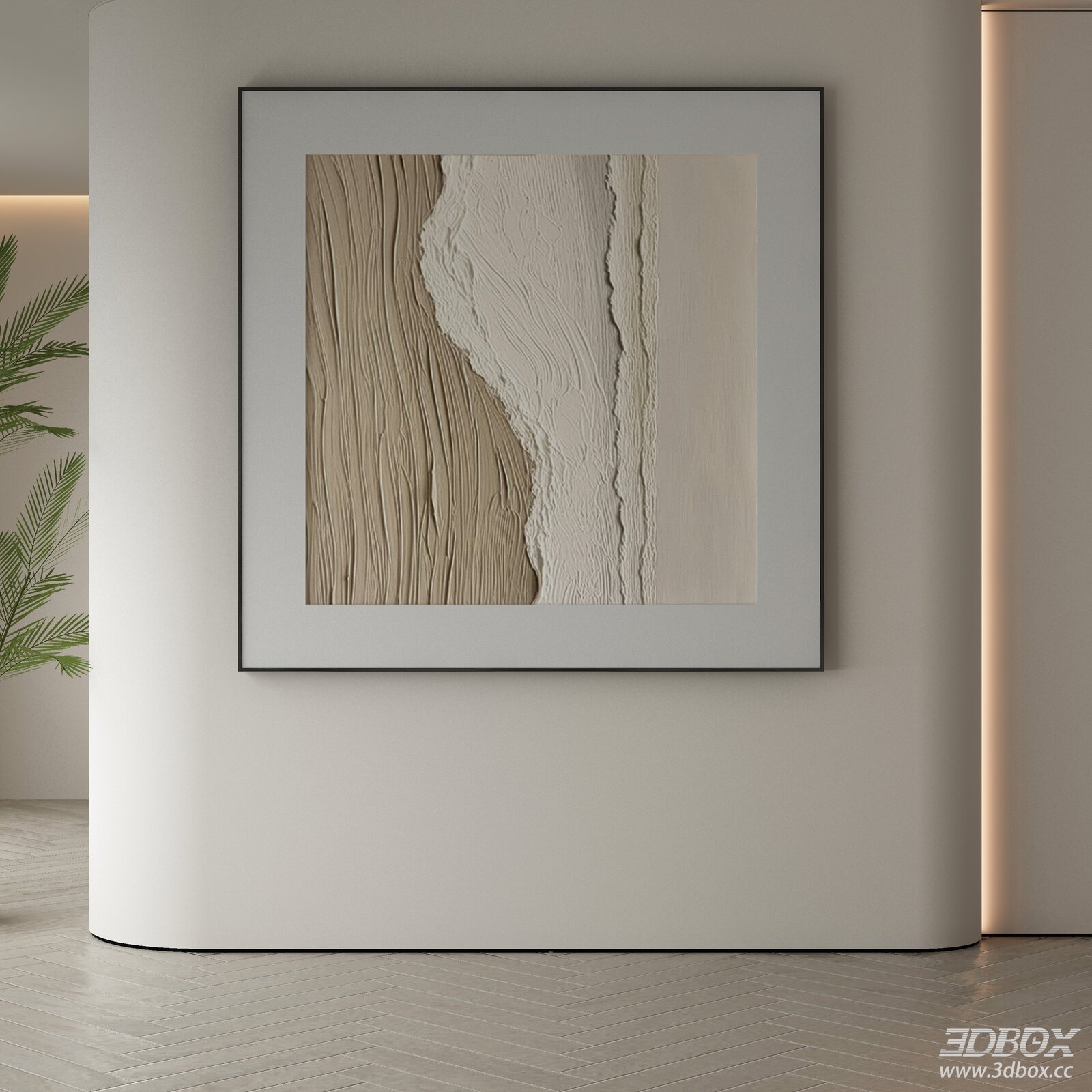 Wabi Sabi Textured Framed Wall Art 3D model - front view