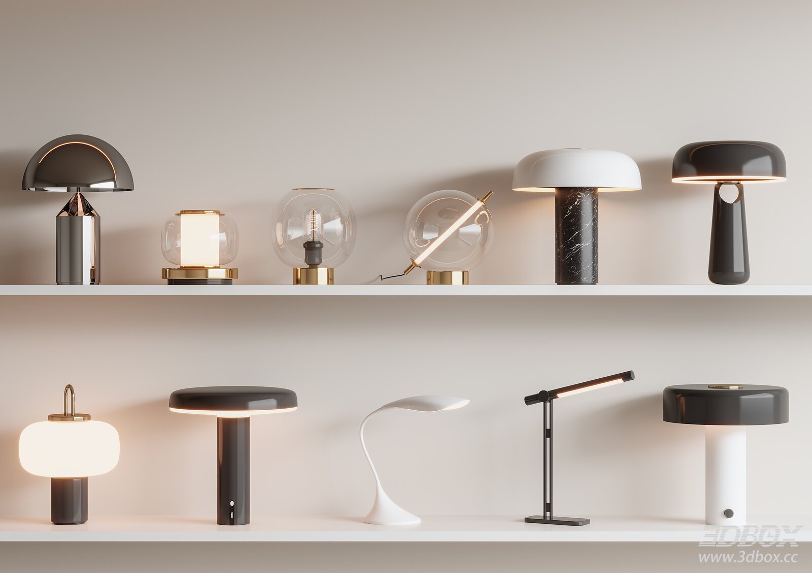 Modern Minimalist Table Lamp Set 3D model - front view