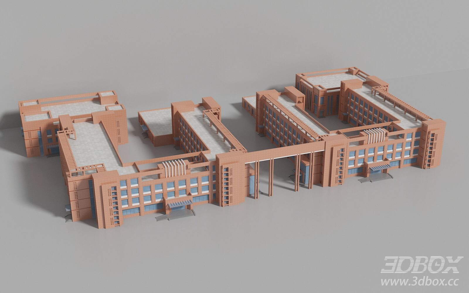 Modern School Campus Building Exterior Model 3D model - thumbnail 1