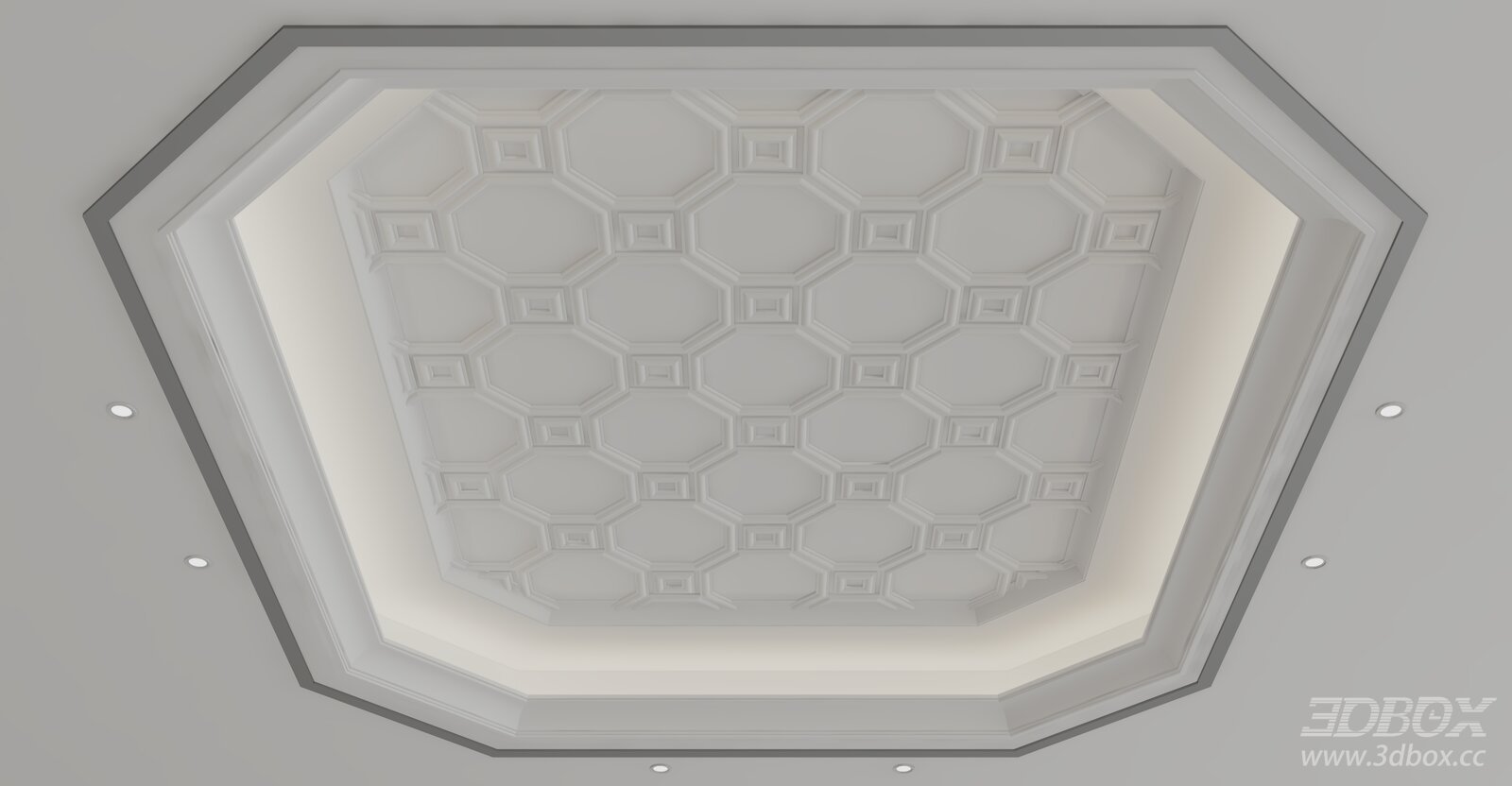 Modern Geometric Decorative Plaster Octagonal Ceiling 3D model - front view