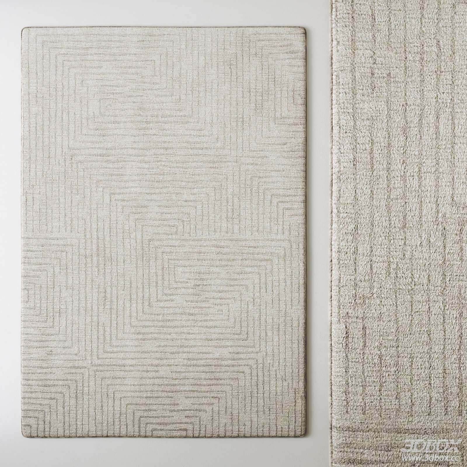 Modern Geometric Pattern Fabric Beige Carpet 3D model - front view