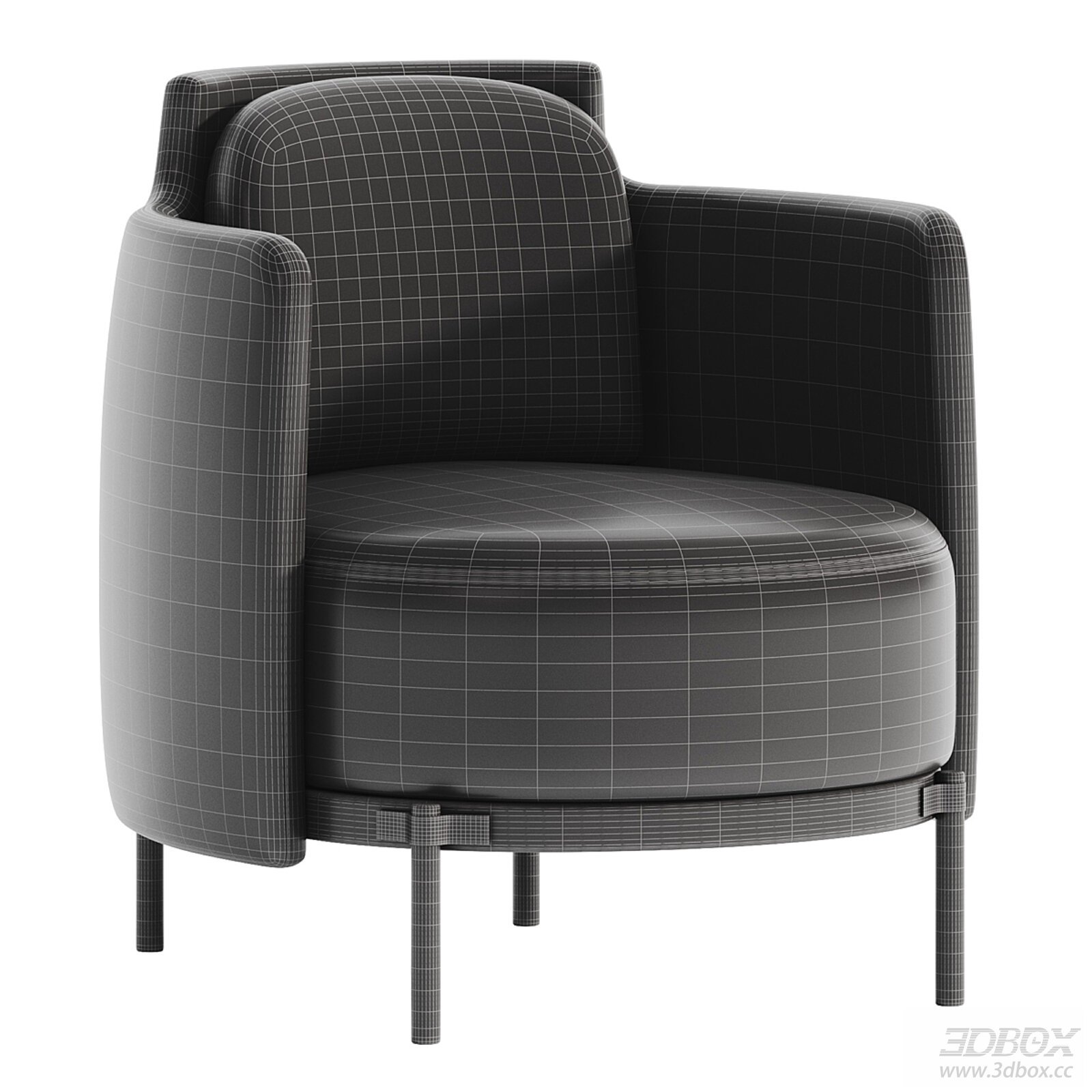 Modern Minotti Upholstered Armchair with Metal Legs 3D model - front view