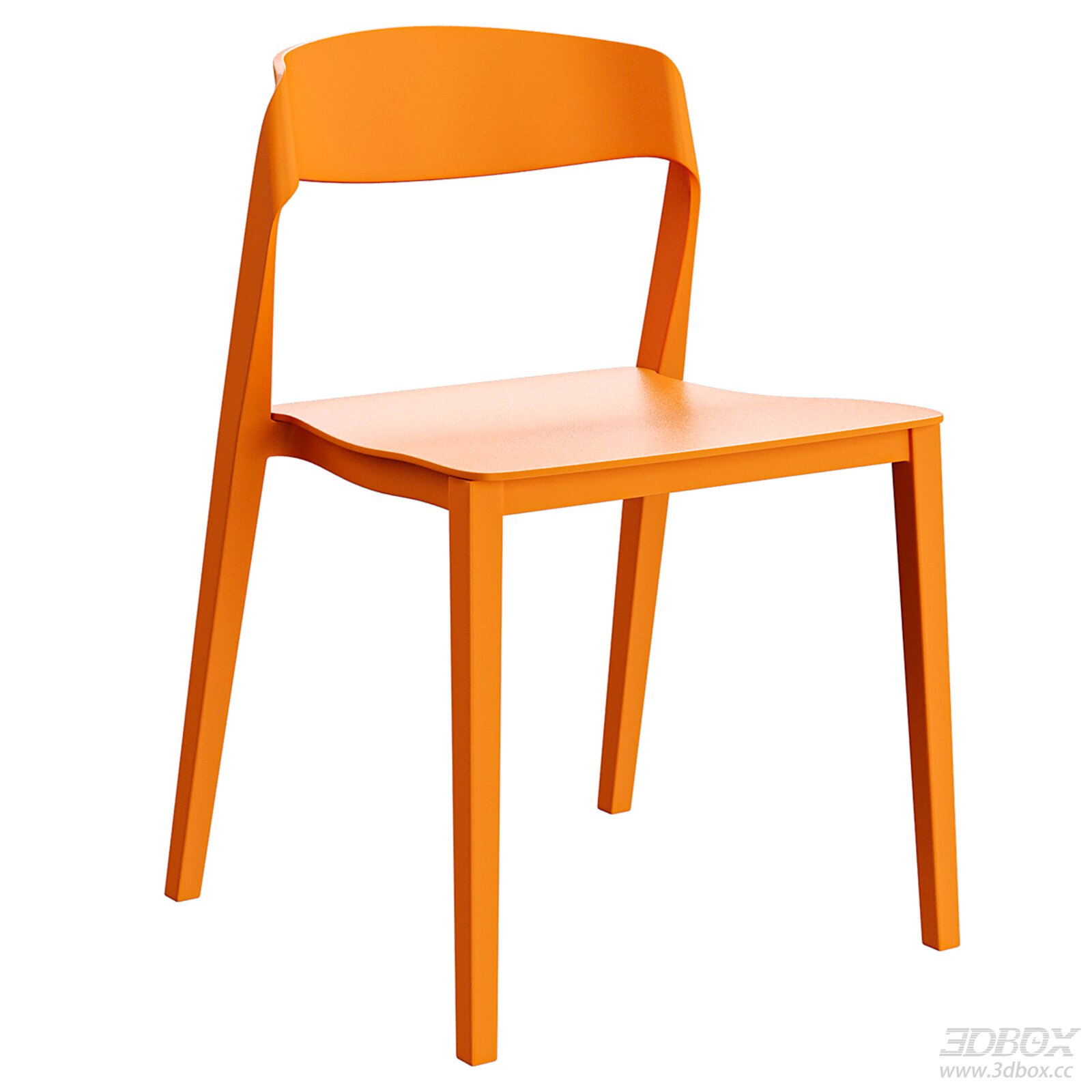 Modern Orange Minimalist Dining Chair 3D model - front view