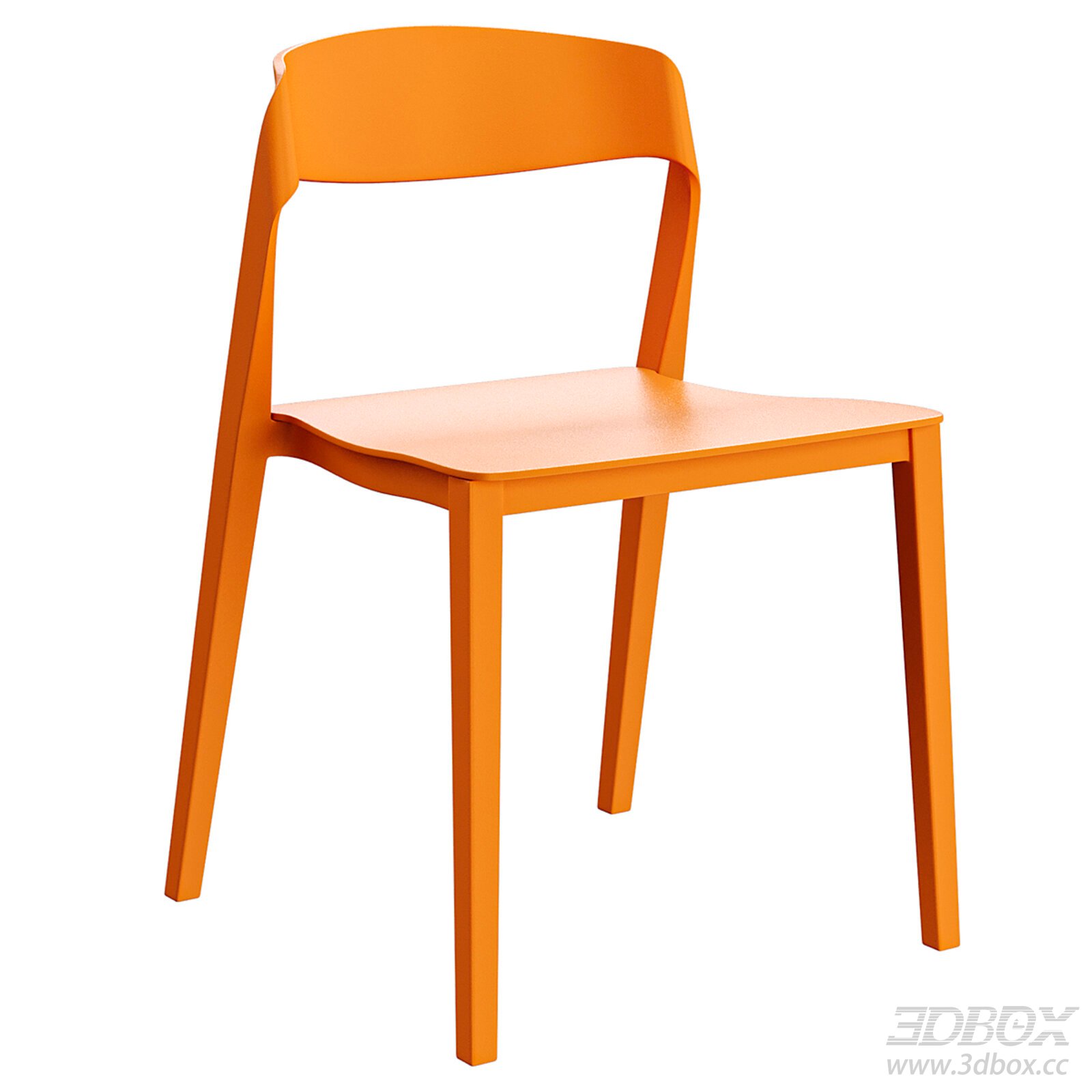 Modern Orange Minimalist Dining Chair 3D model - thumbnail 1