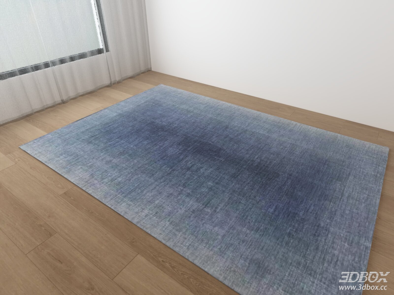Modern Blue Gradient Textured Carpet 3D model - front view