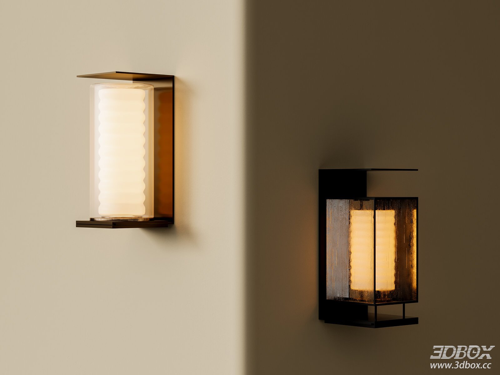 Modern Retro Metal Glass Wall Lamp Set 3D model - front view