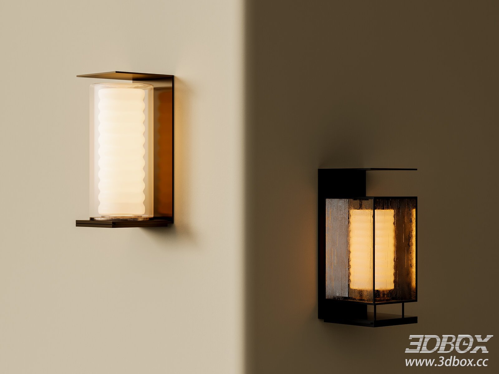 Modern Retro Metal Glass Wall Lamp Set 3D model - thumbnail 1