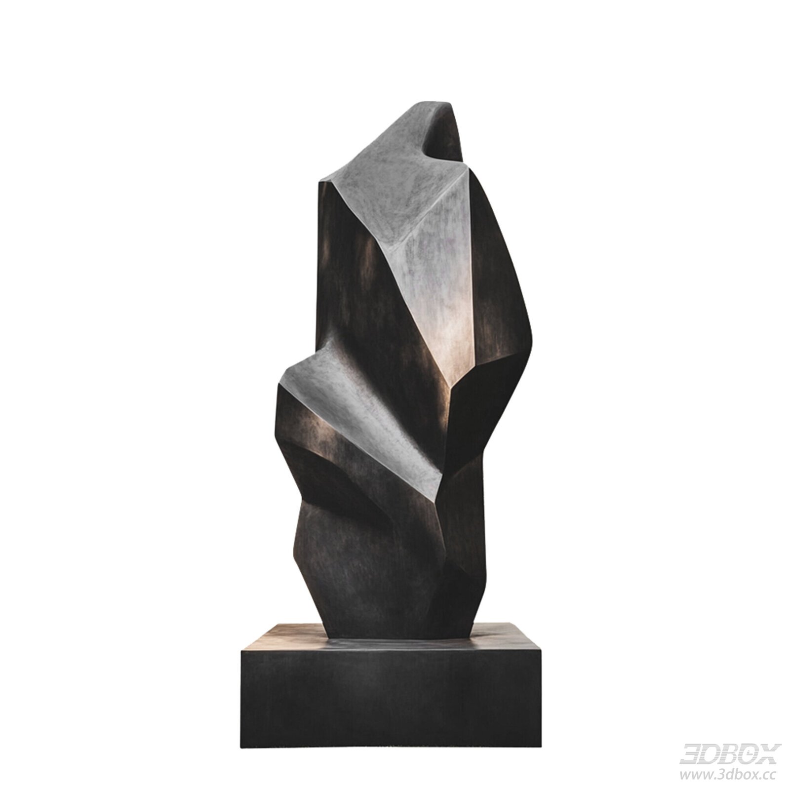 Abstract Geometric Dark Metal Decor Sculpture 3D model - front view