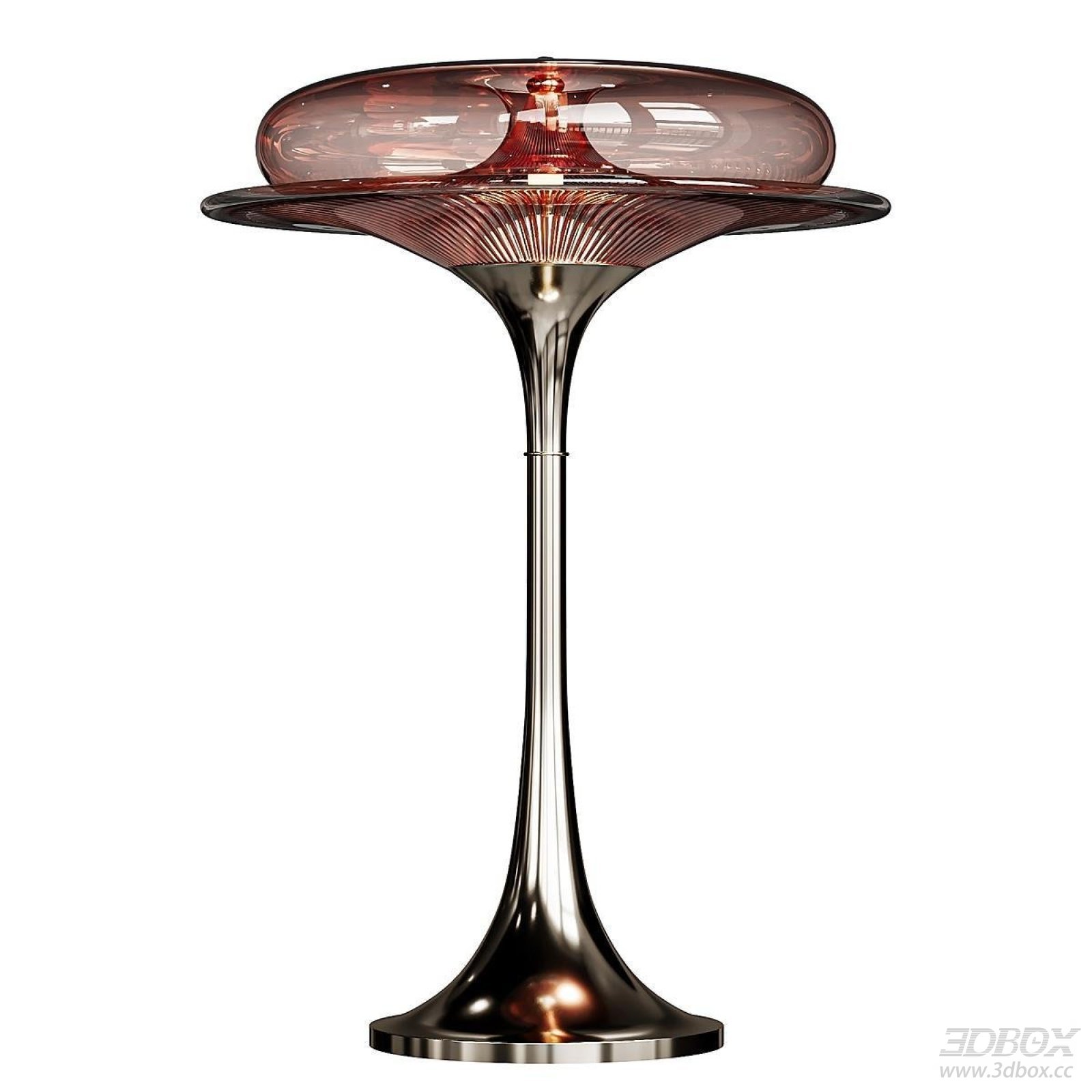 Modern Amber Glass Table Lamp with Metal Base 3D model - front view