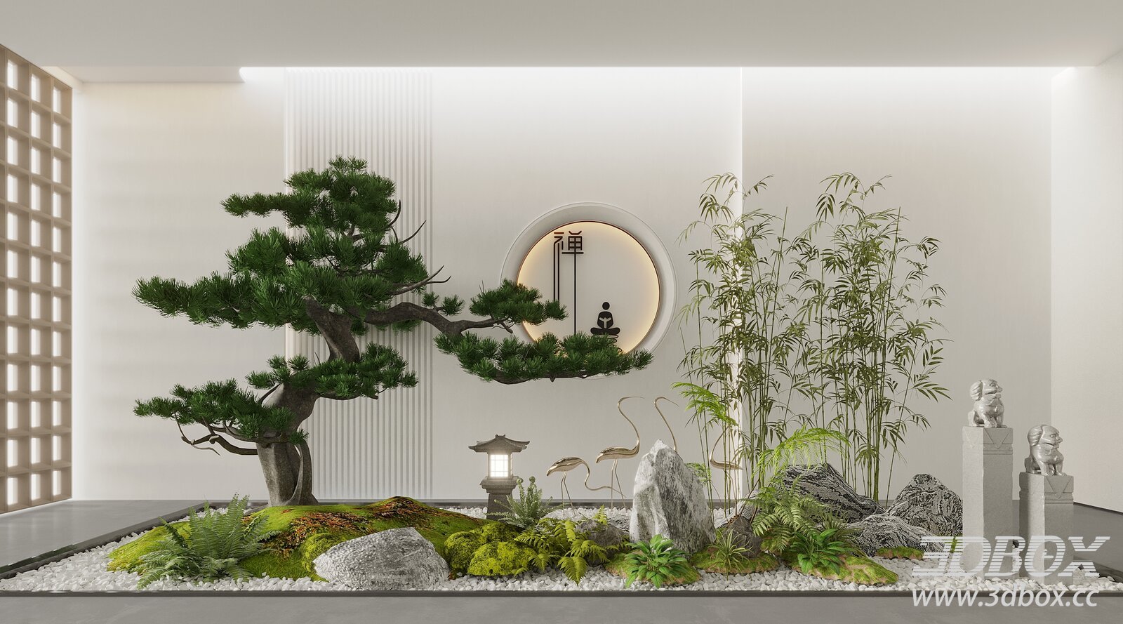 Zen Style Indoor Landscape Decor Scene 3D model - thumbnail 1