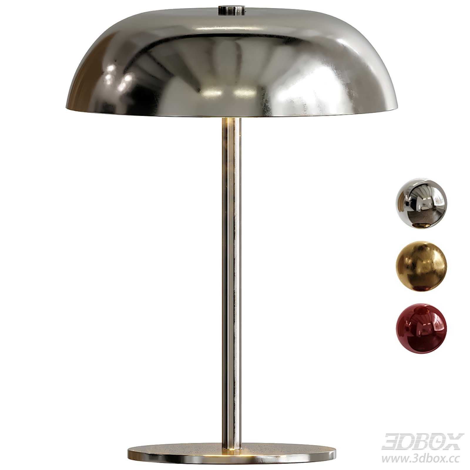 Modern Metal Dome Shade Table Lamp 3D model - thumbnail 1