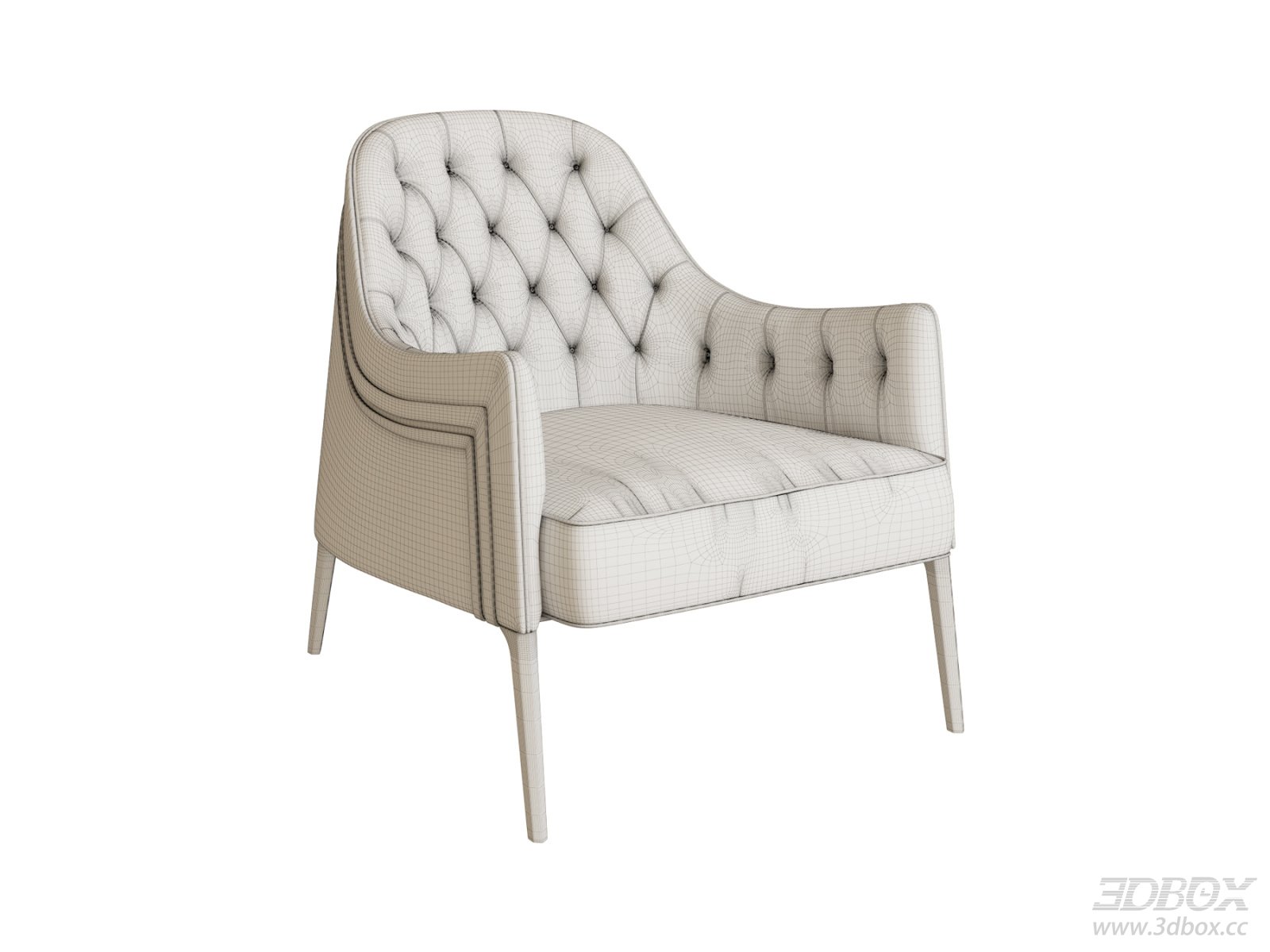 Vittoria Frigerio Tufted Upholstered Armchair 3D model - front view