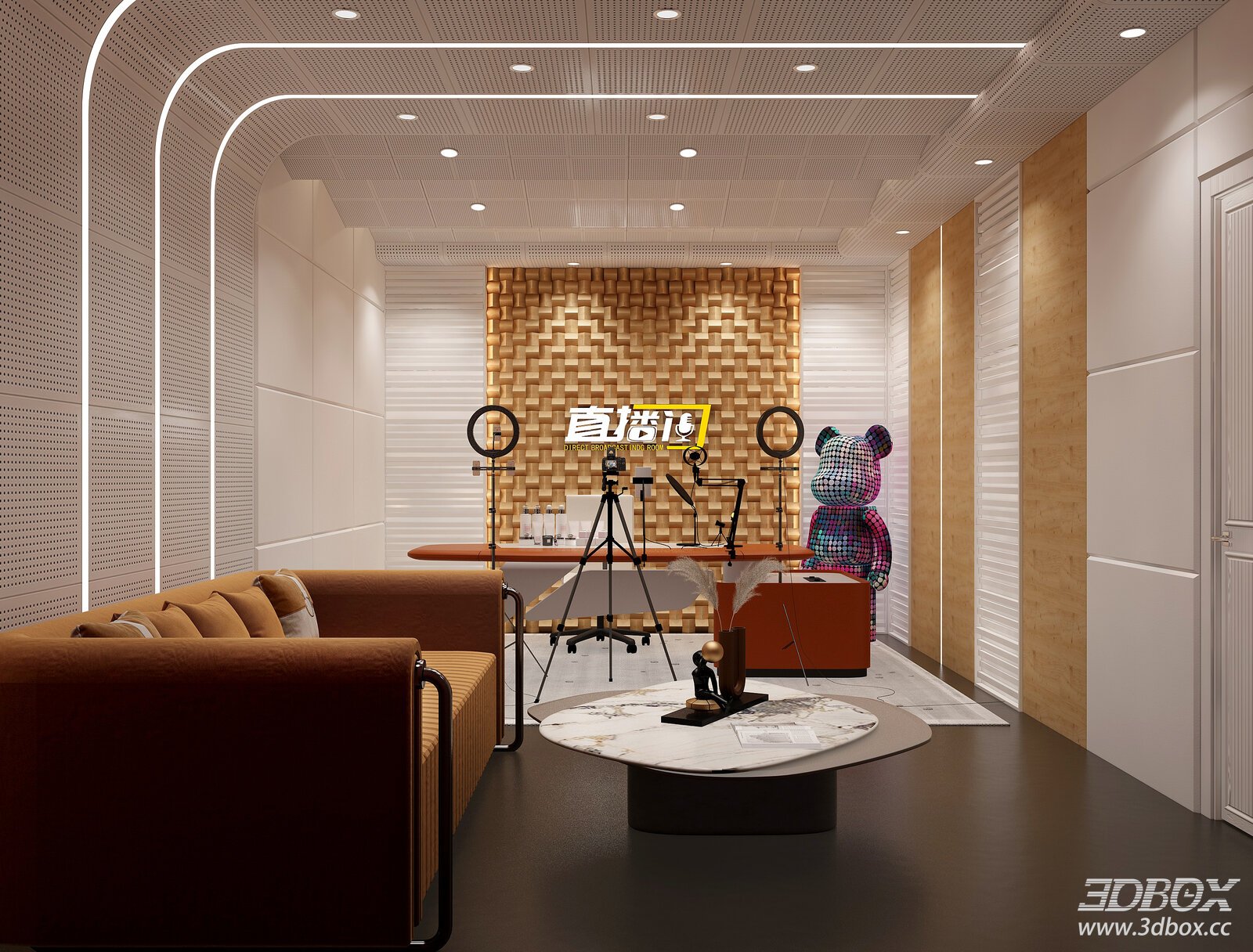 Modern Live Streaming Room Interior Scene 3D model - front view