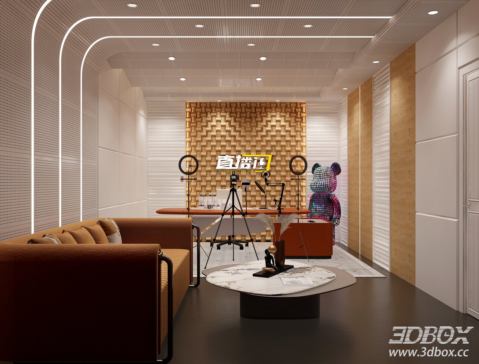 Modern Live Streaming Room Interior Scene 3D model - thumbnail 1