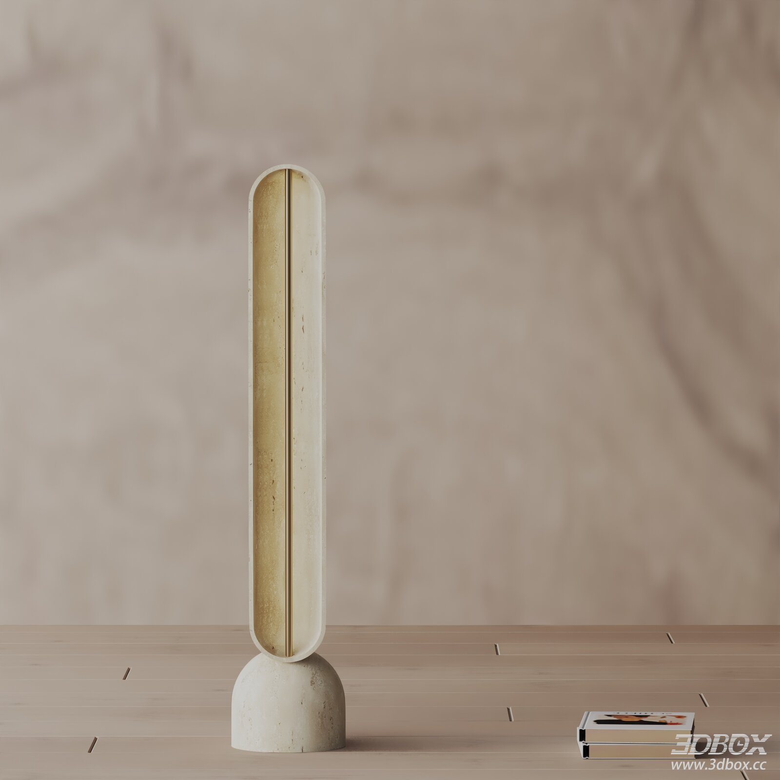 Modern Travertine Brass Floor Lamp Minimalist Standing Light 3D model - front view