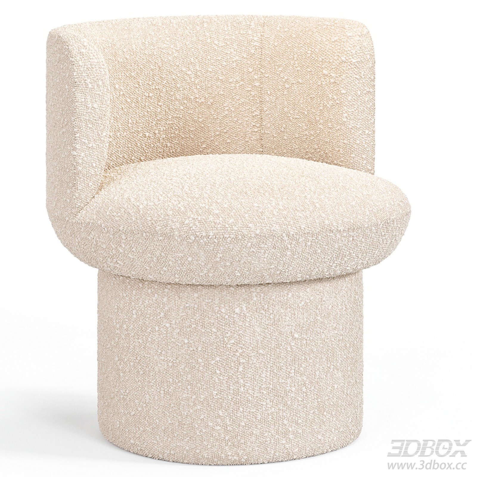 Modern Boucle Upholstered Accent Chair 3D model - thumbnail 1