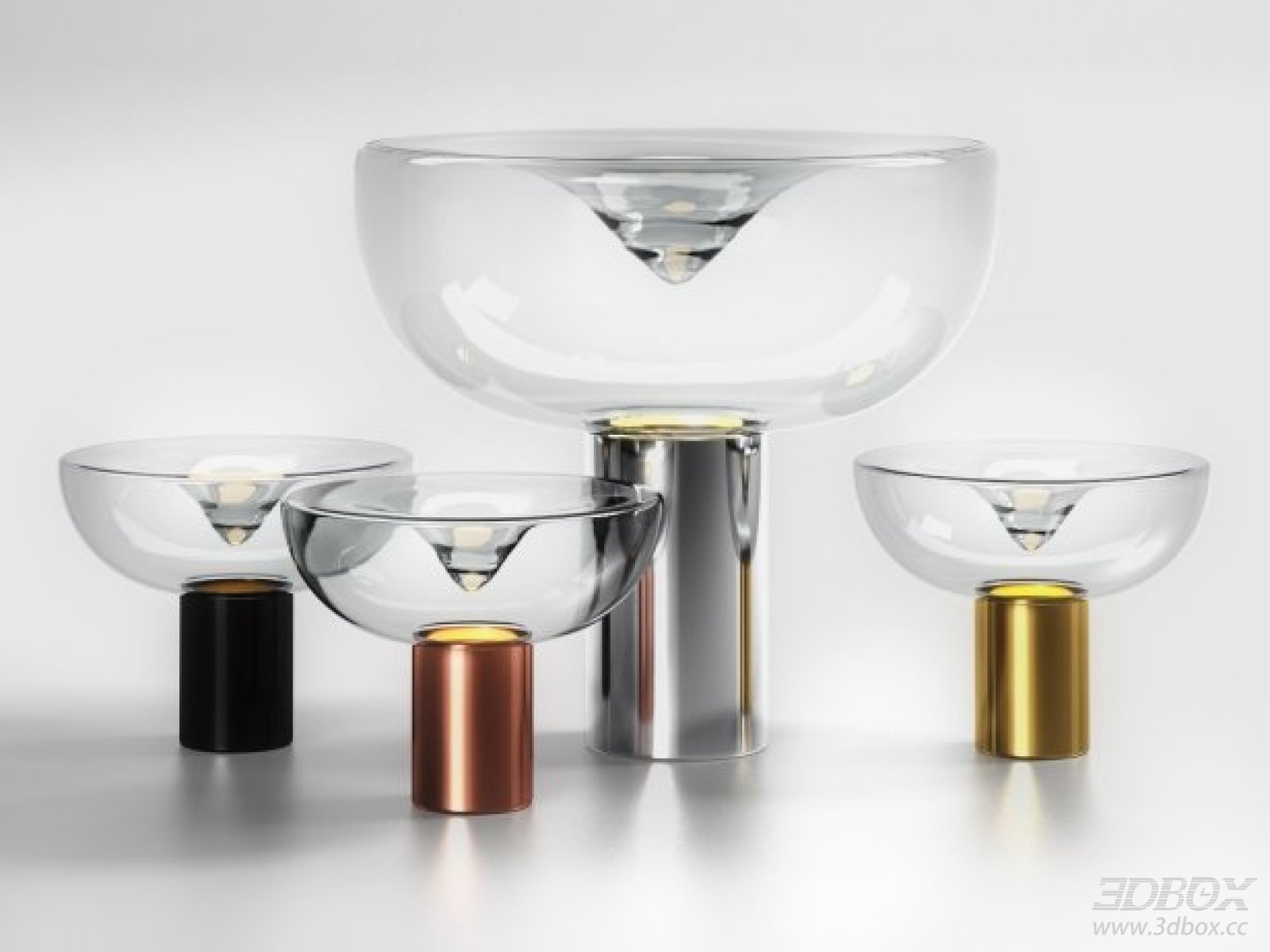 Modern Art Glass Table Lamp Set 3D model - front view