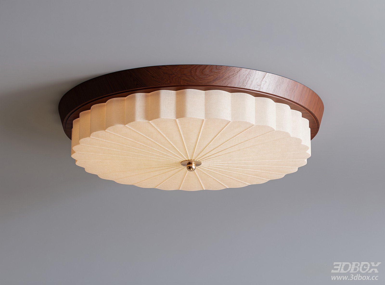 American Style Fabric Pleated Ceiling Lamp 3D model - front view