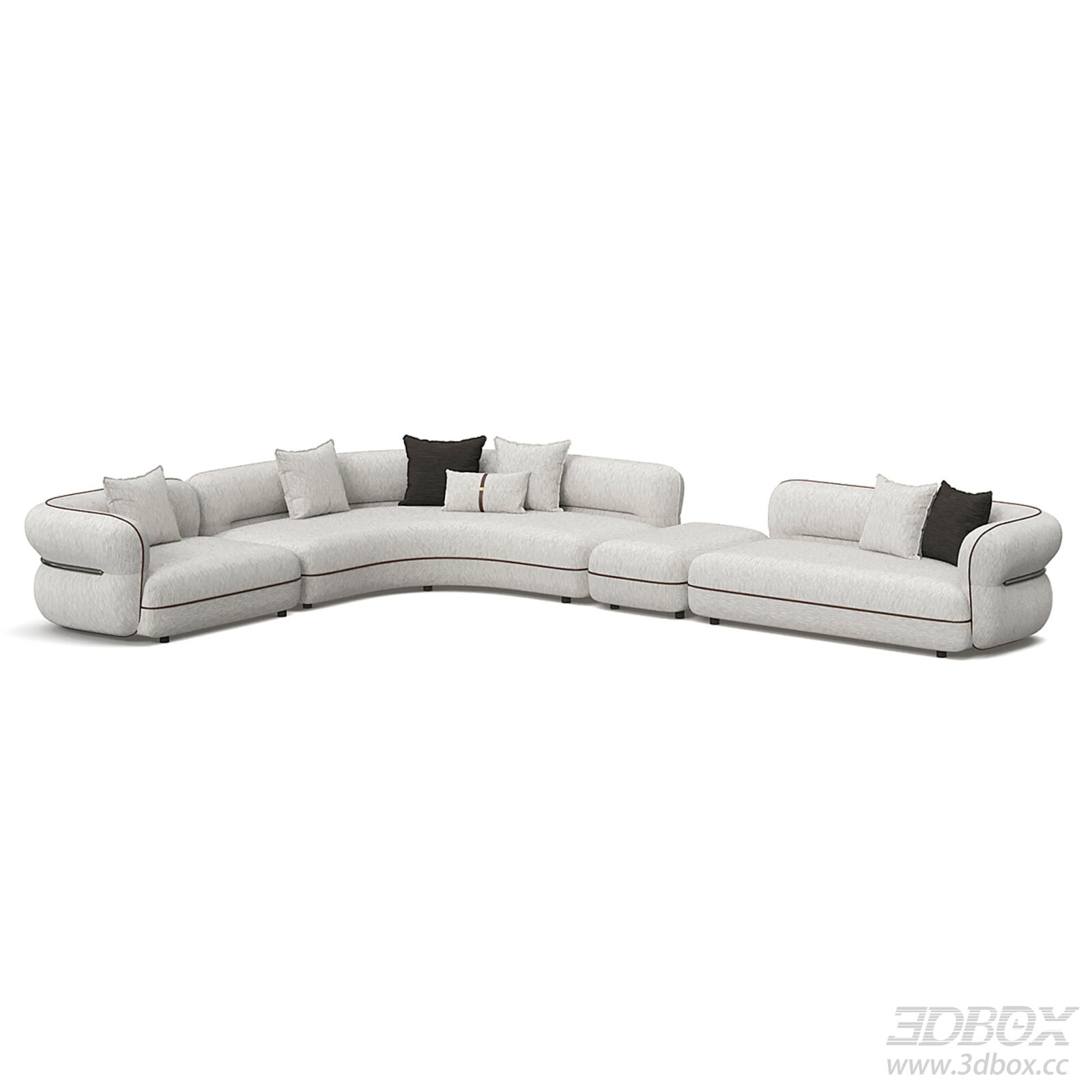 Modern Minimalist Curved Sectional Sofa Set 3D model - thumbnail 1